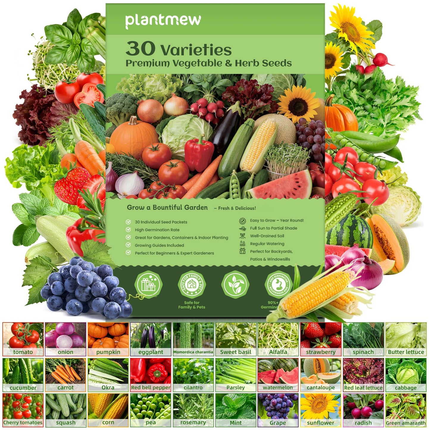 【Seed Vault】 Heirloom Vegetable Seeds Planting Kit - 15,000+ Non-GMO Seeds for Hydroponic, Indoor & Outdoor Gardening | Includes Tomato, Cucumber, Carrot Seeds & Survival Backpack Emergency Gear