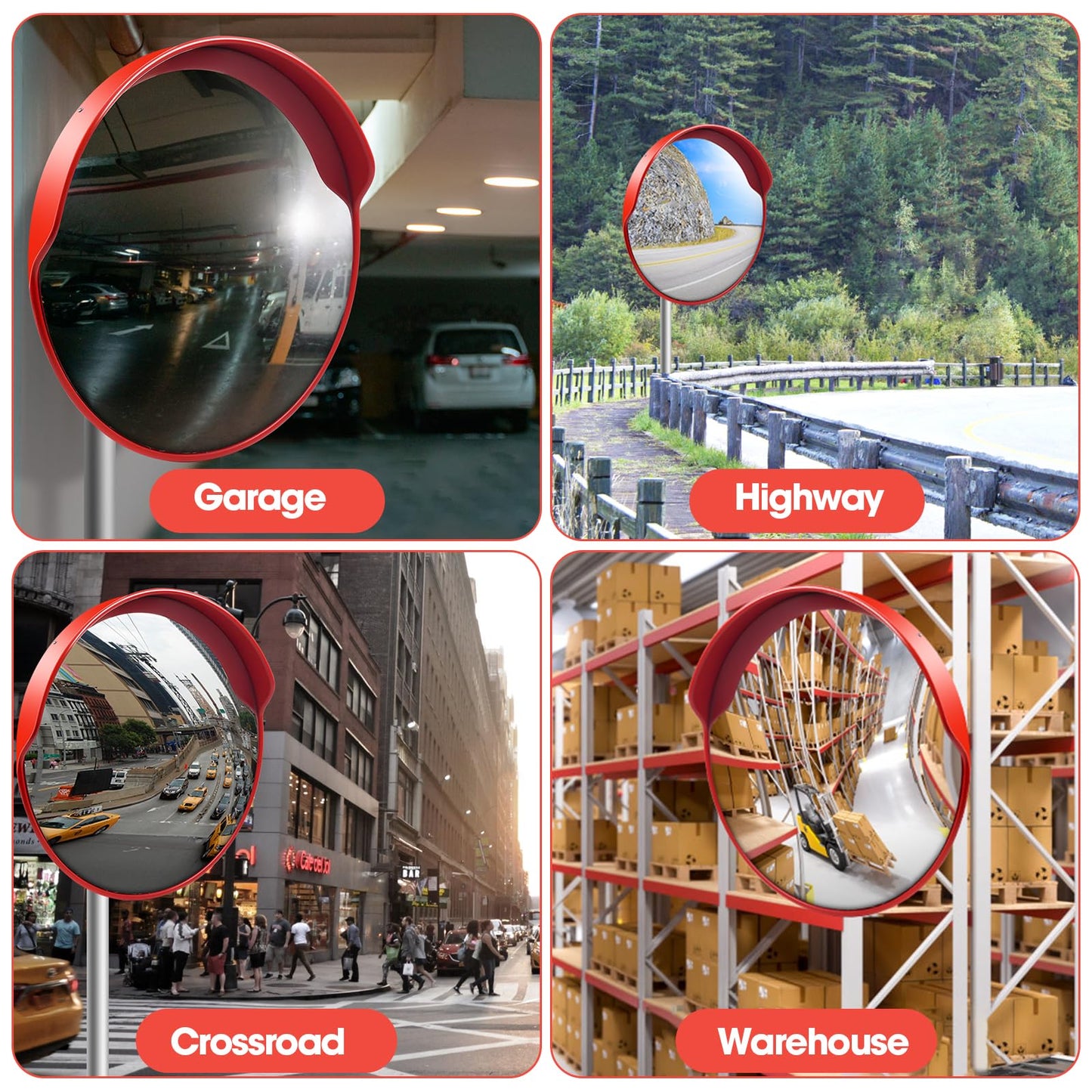 Convex Traftic Mirror - 24" Outdoor Driveway & Security Parabolic Safety Mirrors, Acrylic Blind Spot Mirror for Garage Retail Stores