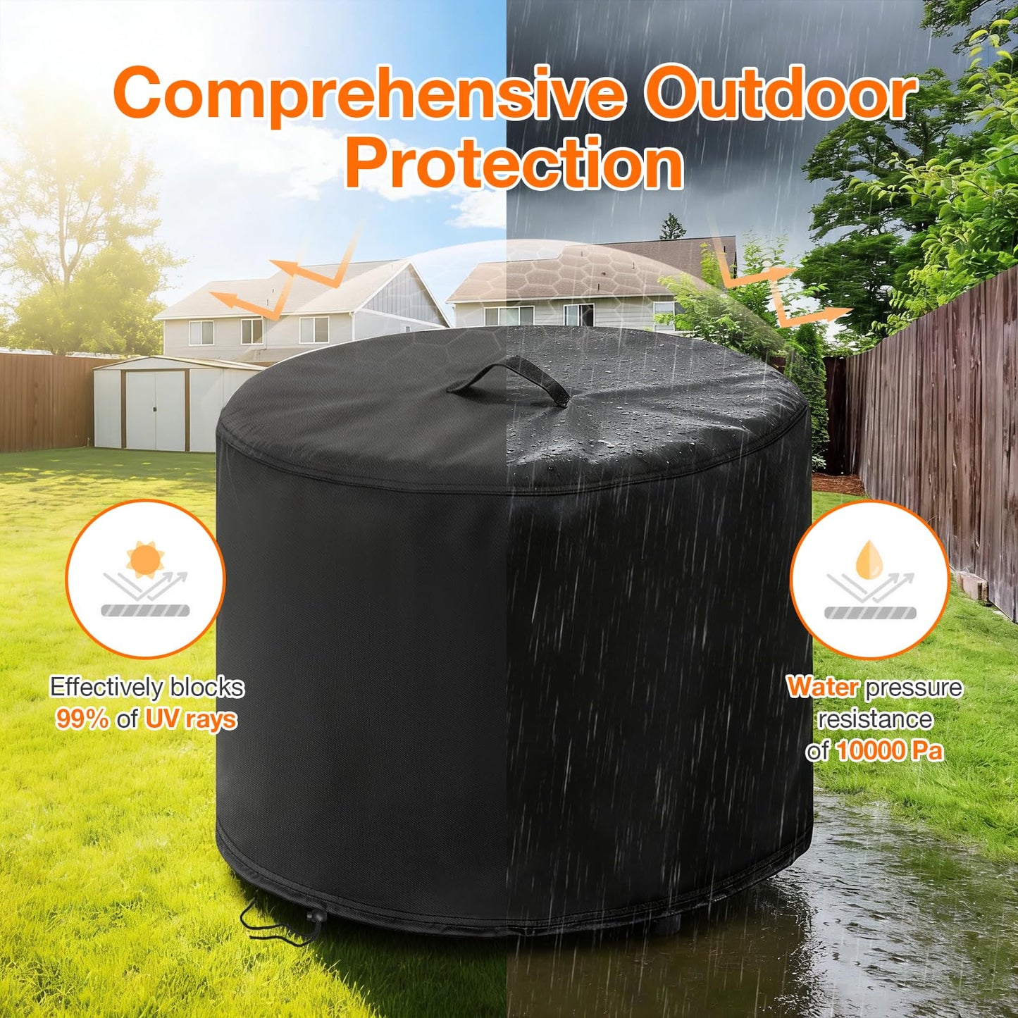 POMER Fire Pit Cover,30inch Round Fire Pit Cover for BALI OUTDOORS Gas Firepit Table Waterproof Propane Gas Fire Pit Column Cover - 30" D x 25" H