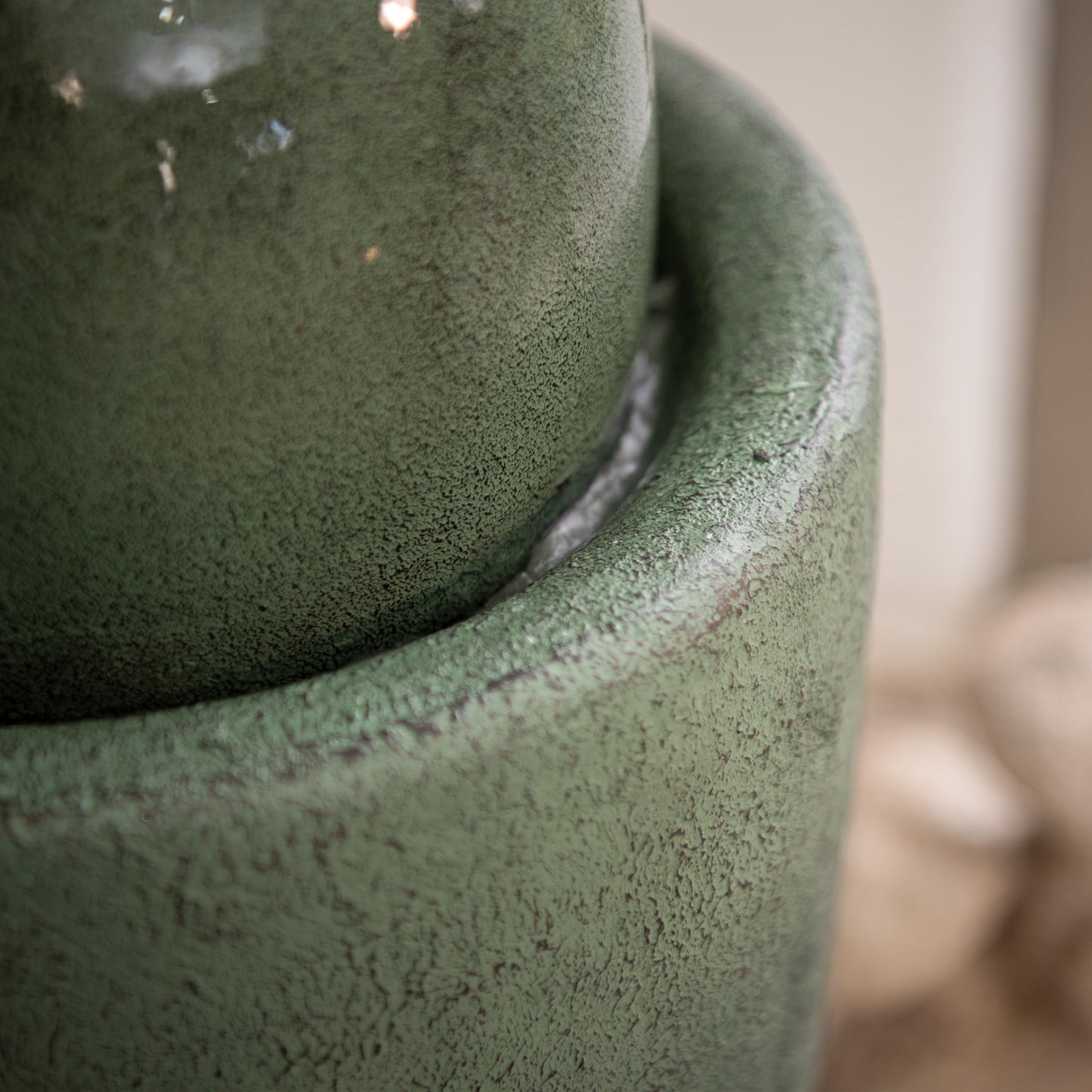 XBrand 26" Modern Sphere Water Fountain with LED Light – Indoor Outdoor Stone Texture Floor Fountain, Zen Bubbling Ball Water Feature for Garden Patio Porch - Green