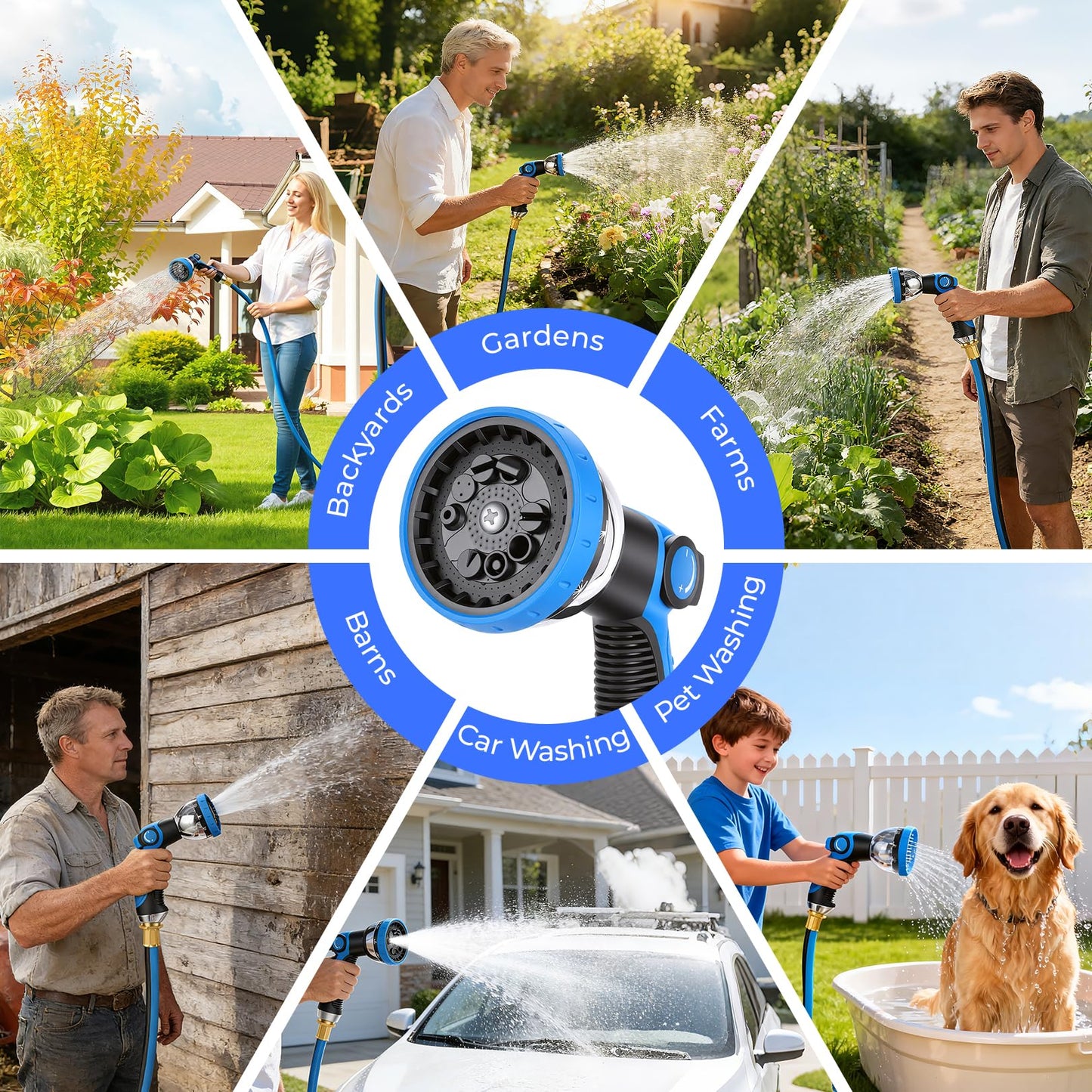 Homdox Retractable Garden Hose Reel 100 ft x 1/2 inch, Automatic Garden Hose Reels with 10 Pattern Nozzle, Wall Mounted Hose Reel, Auto Rewind, 180°Swivel, Any Length Lock Water Hose Reel for Outside