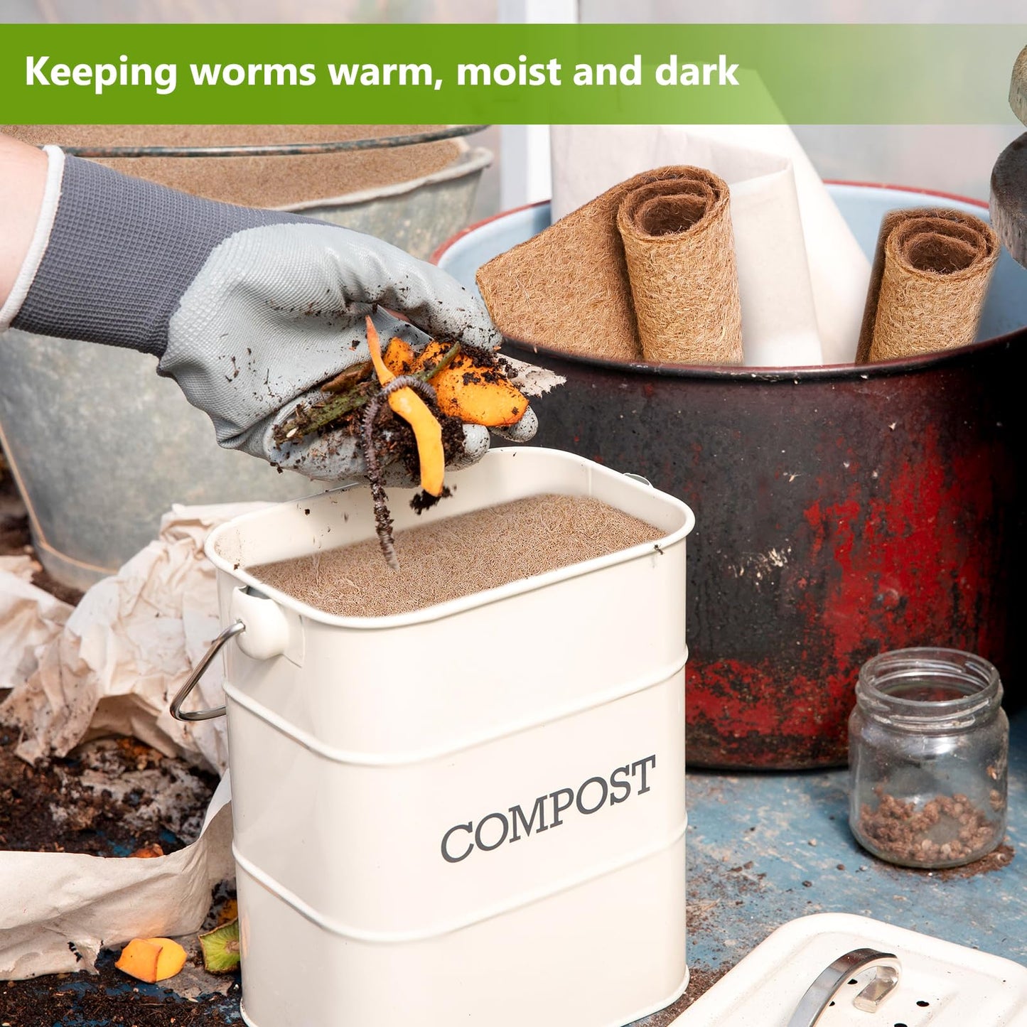 U0U 2 x 2Ft Worm Bin Worm Blanket, Jute Fibre for Composting, Dark, Moist, Outdoor (1 Pack)