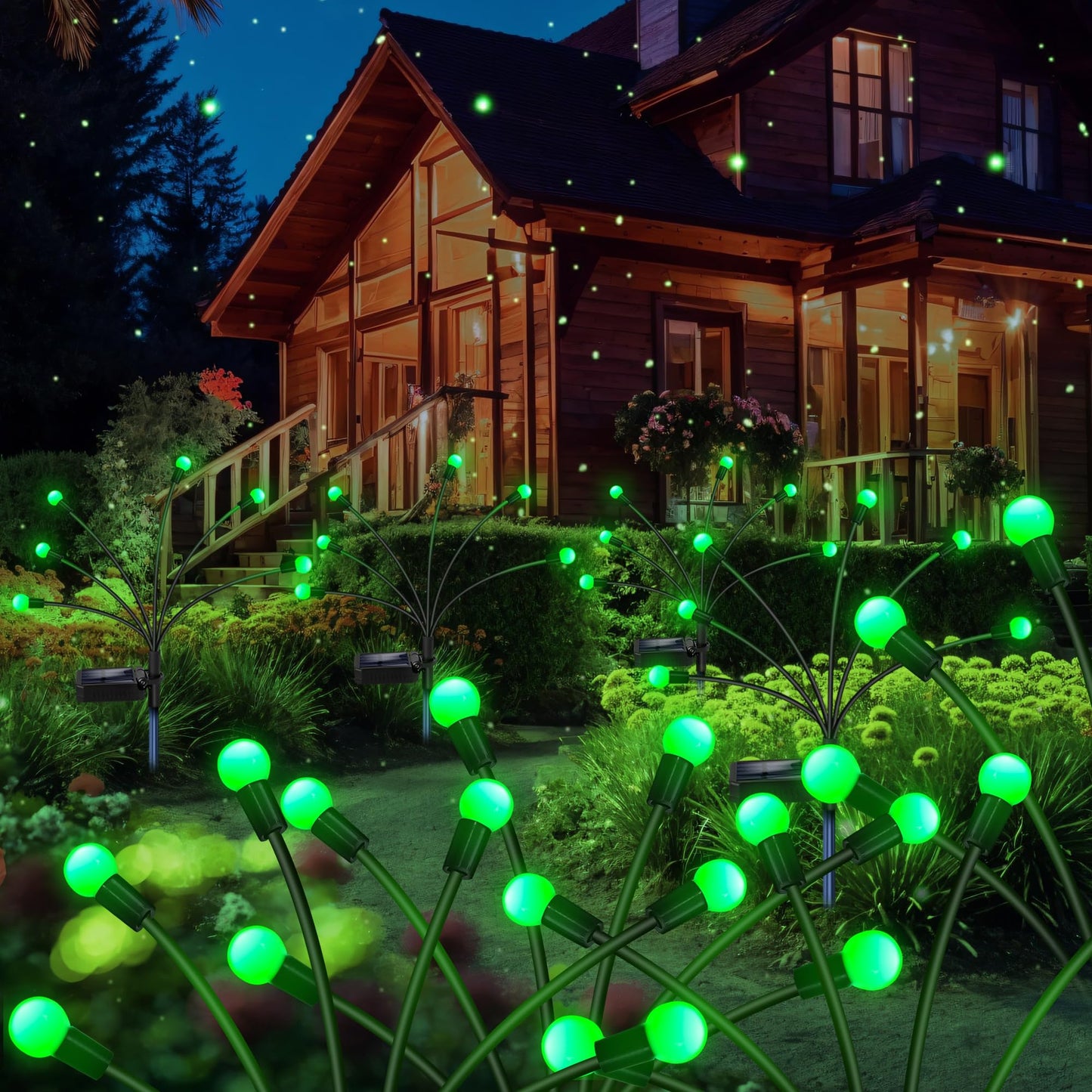 NBQQ Solar Garden Lights Outdoor, Waterproof Solar Powered Lights for Yard Pathway Patio, Swaying Lawn Decor as Gardening Gifts for Women Holiday(Green,4 Pack)