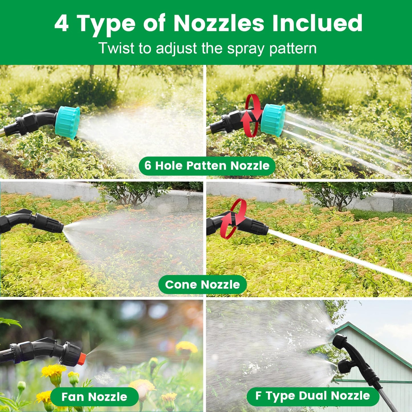 Battery Powered Sprayer 2 Gallon, 2026 Upgrade Electric Sprayer with 3 Adjustable Speed, Battery Indicator, 4 Mist Nozzles, Rechargeable Retractable Wand with Adjustable Shoulder Strap for Lawn Garden