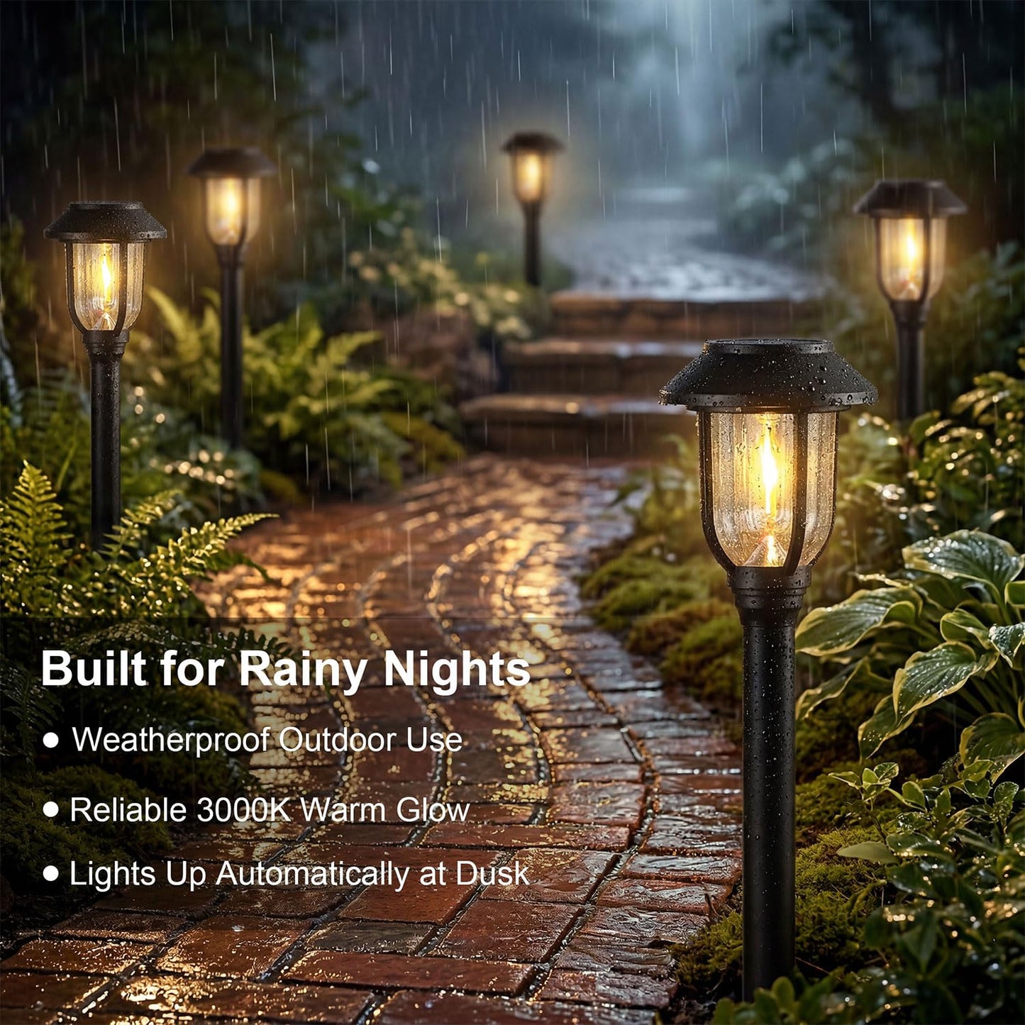 Solar Pathway Lights Outdoor 8 Pack, Warm White Solar Path Lights,Solar Lights Outdoor Waterproof Decorative Landscape Path Lights Auto On/Off, Solar Garden Lights for Yard Walkway Driveway Patio