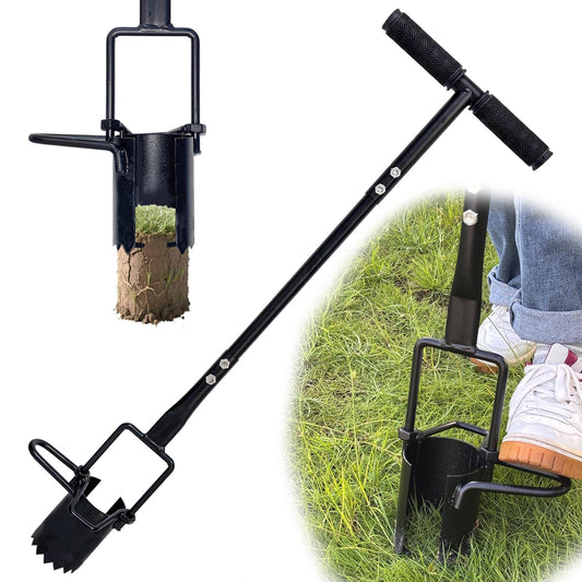 Bulb Planter Tool Long Handle,Soil Sampler Lawn Aerator with Soft Grip,Serrated Base Gardening Bulb Transplanter,Heavy Duty Sod Plugger for Digging Holes to Plant Daffodils,Tulips, Iris
