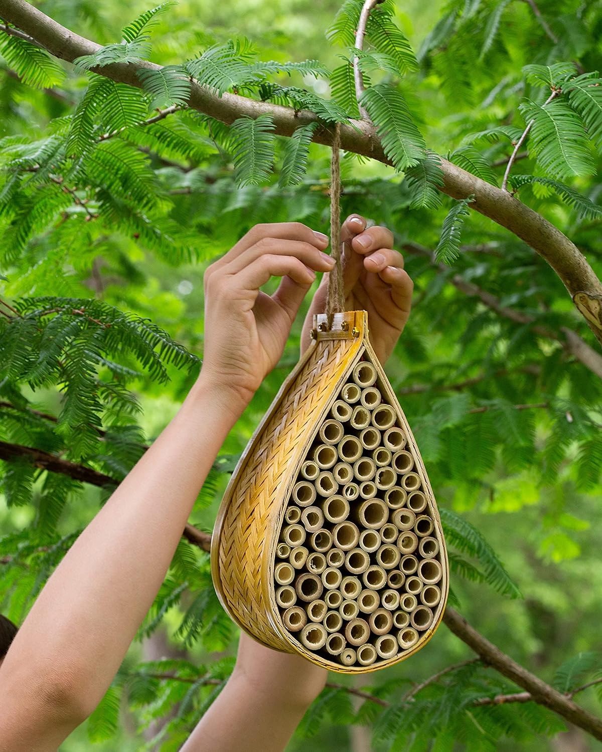 SunVara Wild Pollinator Mason Bee Habitat | Garden Bee House | Hanging Bee House Pack 2