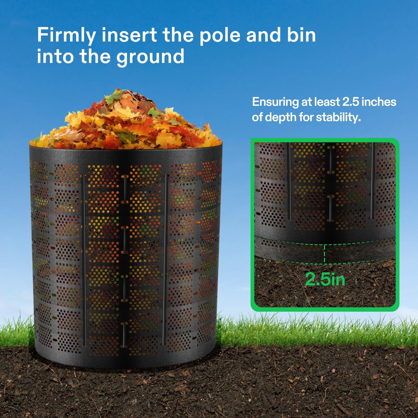 VIVOSUN 300 Gallon Outdoor Compost Bin, Expandable Composter, Easy to Setup & Large Capacity for Backyard, Lawn (Black with Gloves)