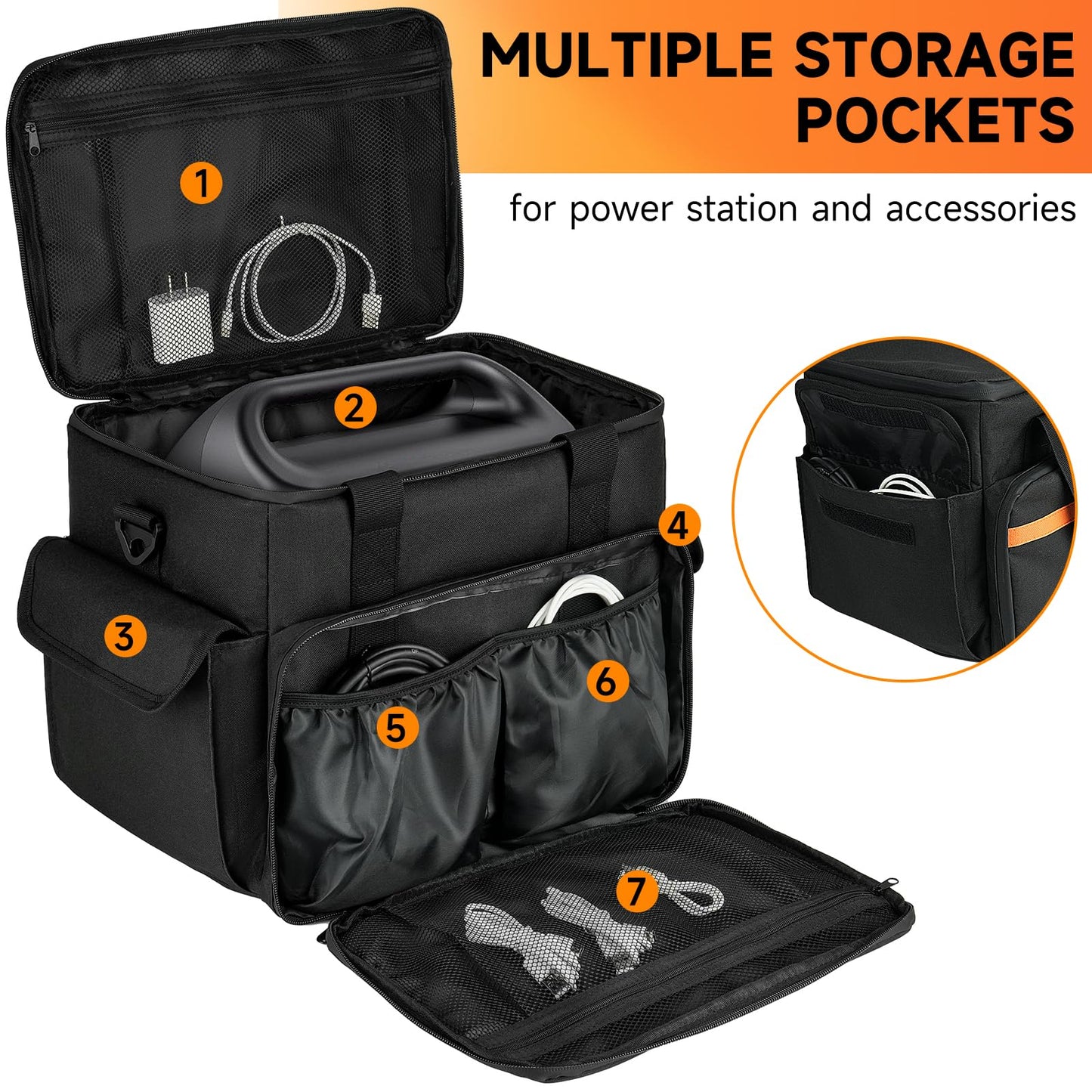 LEFOR·Z Carrying Case Compatible with Jackery Explorer 2000 v2/1500/1000 Plus/ECOFLOW Delta 2/BLUETTI AC180,Portable Power Station Travel Bag for Charging Cable and Accessories(Bag Only)