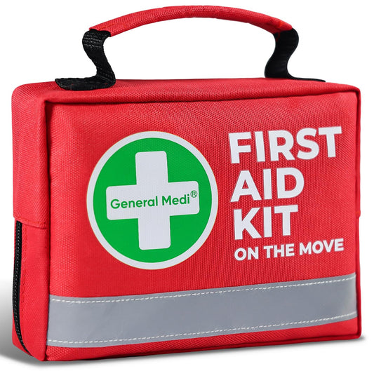 General Medi First Aid Kit - 150 Pieces Small Compact First Aid Kit Bag - Includes Instant Cold Pack, Emergency Blanket for Travel, Home, Office, Vehicle, Camping