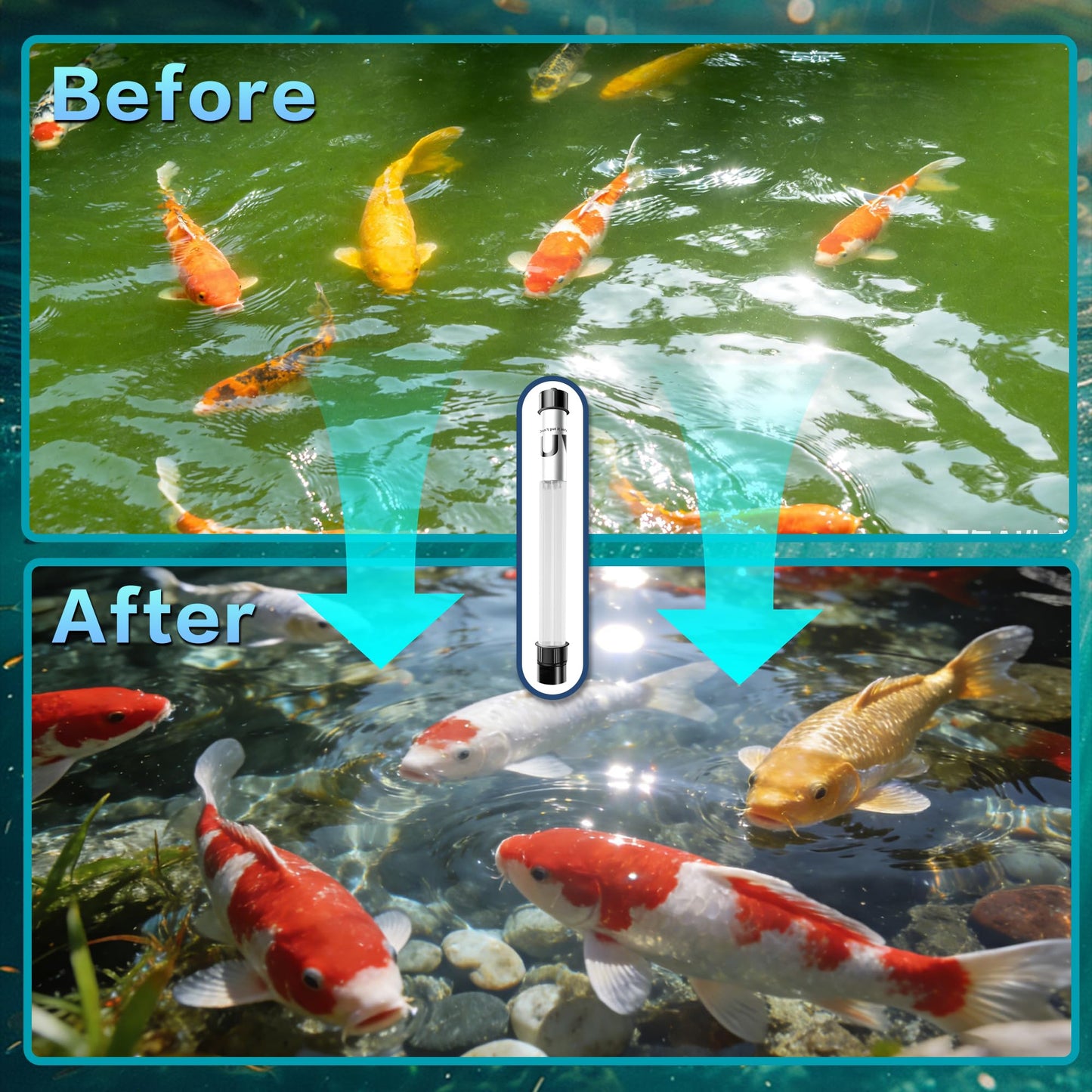 20W Pond UV Light for 100-1200 Gallon, Aquarium UV Light, UV Water Clarifier for Koi Pond, Cold Plunge, Aquarium, Swimming Pool, Spa and Fish Tank Algea Control