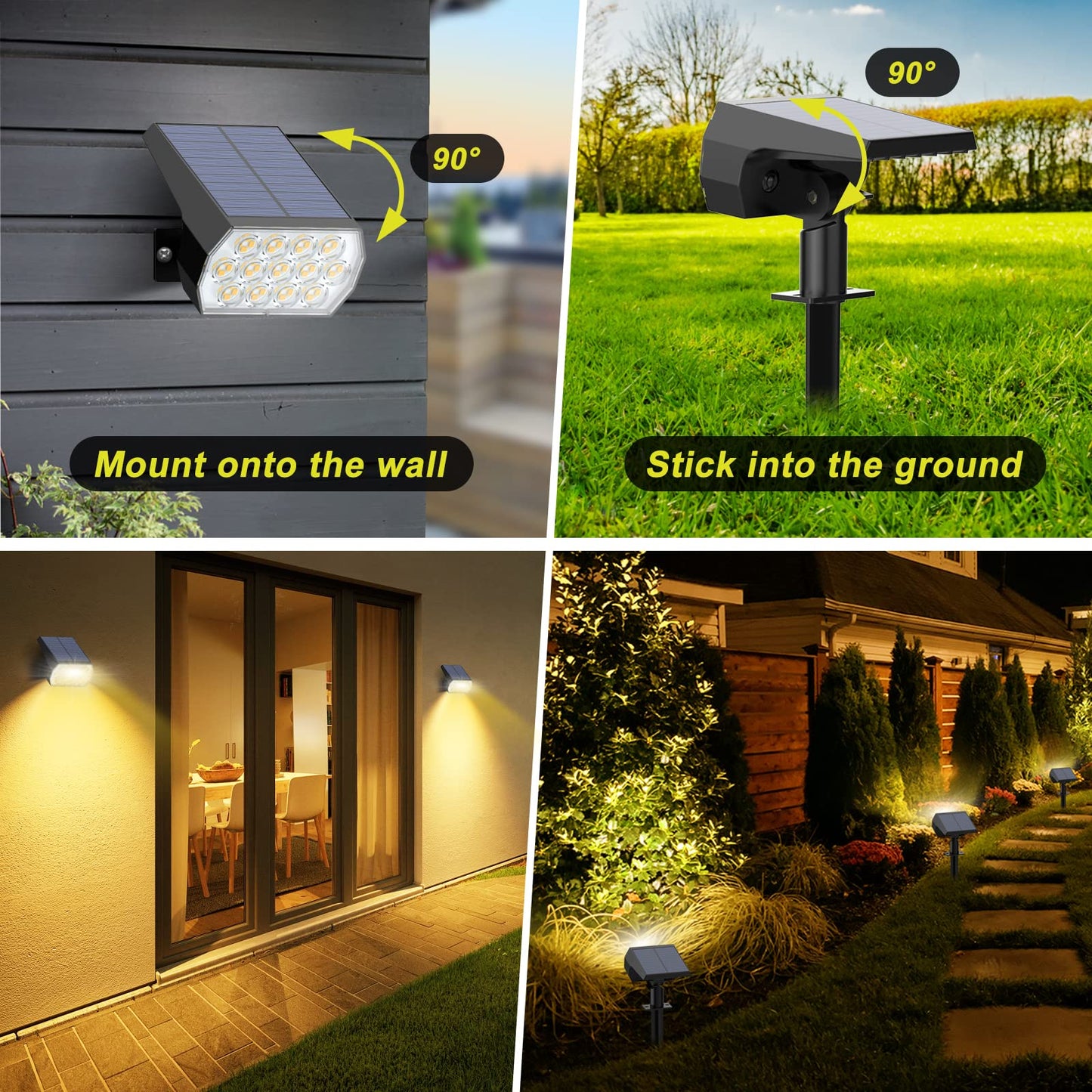Fratink Solar Spot Lights Outdoor 8 Pack, IP65 Waterproof Solar Landscape Spotlights with 65 LEDs, 3 Lighting Modes Solar Garden Lights for Yard Pathway House Driveway (Warm White)