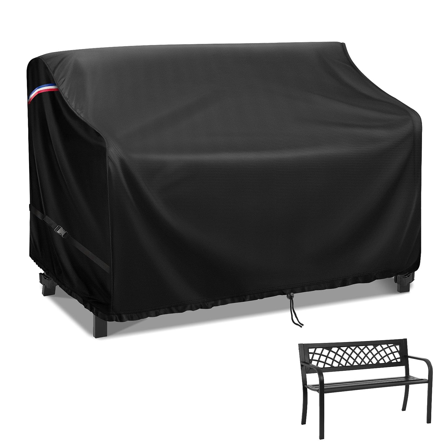 Agustone 48" Outdoor Garden Bench Cover, 500D Waterproof 2- Seater Patio Loveseat Cover, Outdoor UV Protection Furniture Covers for Park Glider Benches/Rattan Sofas - 48" L x 23" W x 28" H