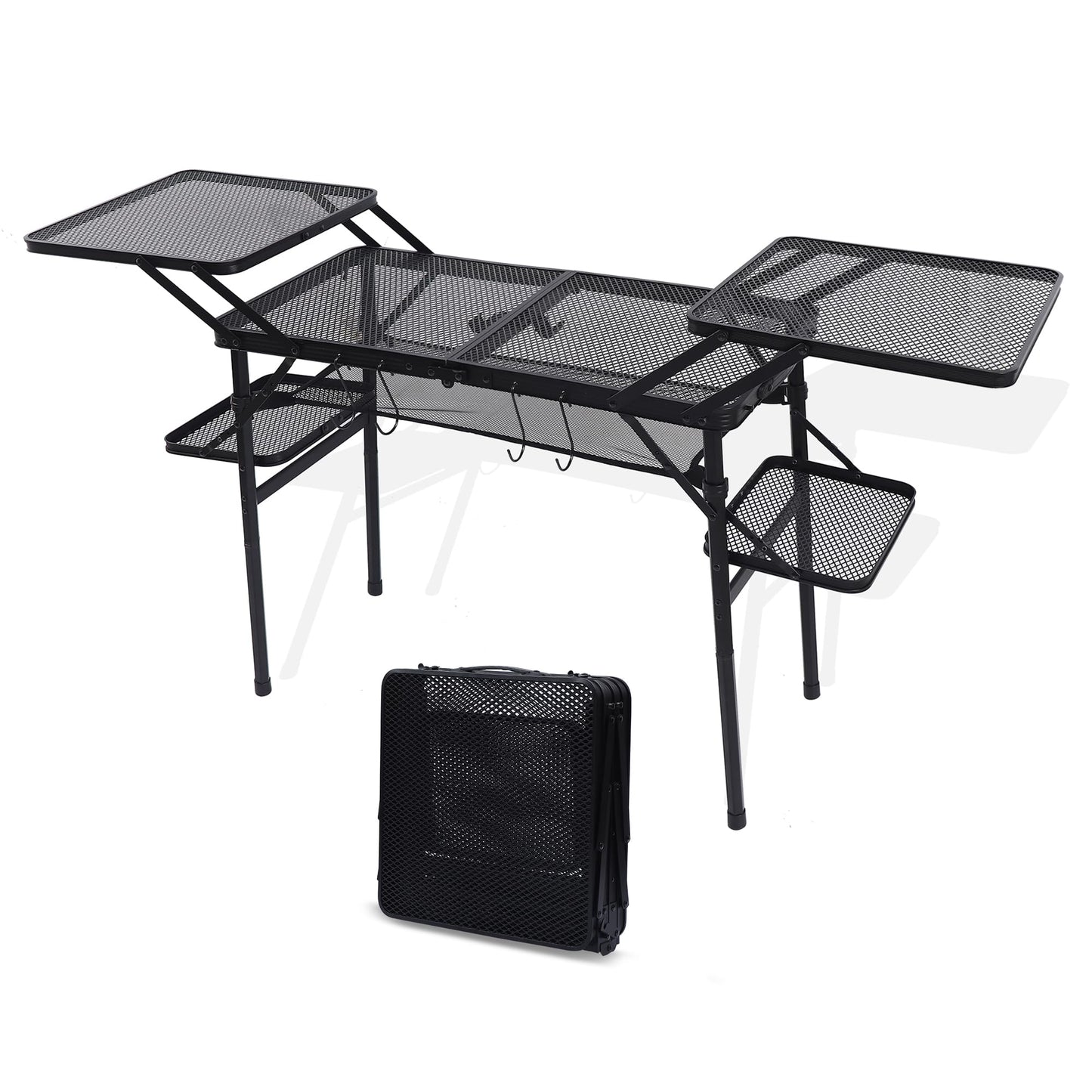 Nice C Camping Table, Compact Folding Table, Tailgate Grill Table, Outdoor Tables, Camping Tables That Fold Up Lightweight, with 4 Side Tables & Mesh Net for BBQ, Camping