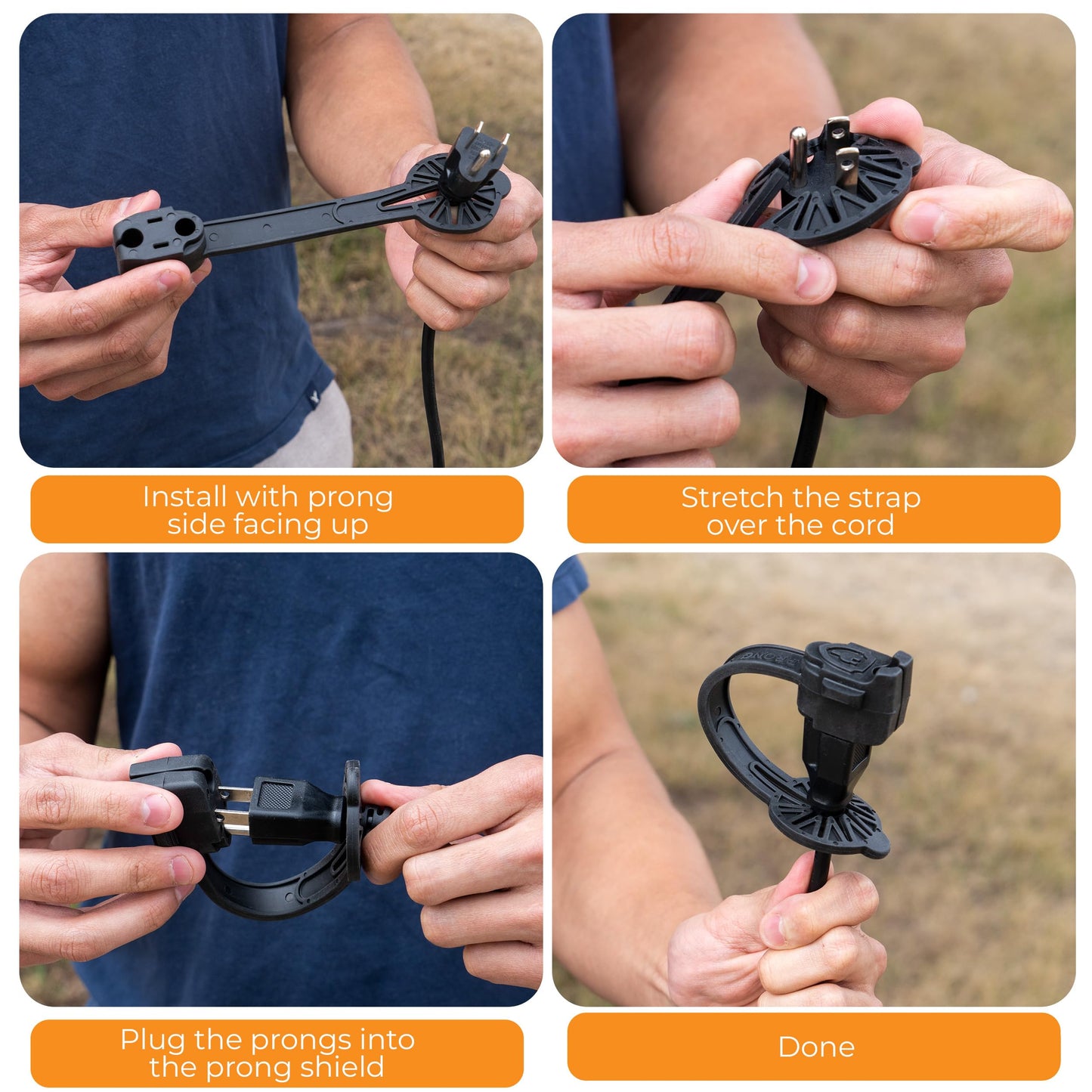 Prong Shield Outdoor Weatherproof Plug Cover - Extension Cord Waterproof Protector Covers for 120v Electric, 3 Prong Male End Weather Proof Exterior Ends Caps for Outside Electrical Plugs (5, Black)