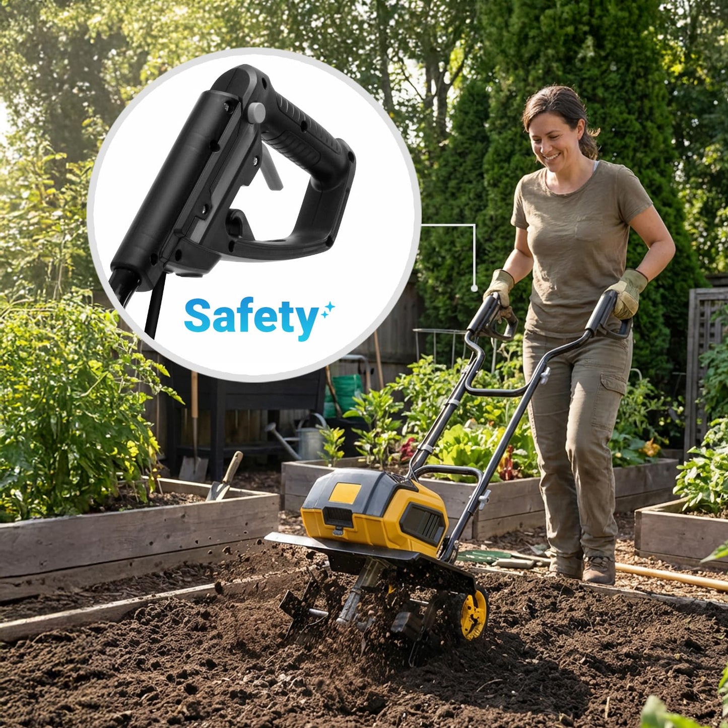 40V Brushless Cordless Tiller Cultivator Compatible with Dewalt 20V Battery(Tool Only), Electric Garden Tiller w/16 Steel Tines, 14.2" Tilling Width, 8.7" Depth, Safety Lock, Portable Rototiller
