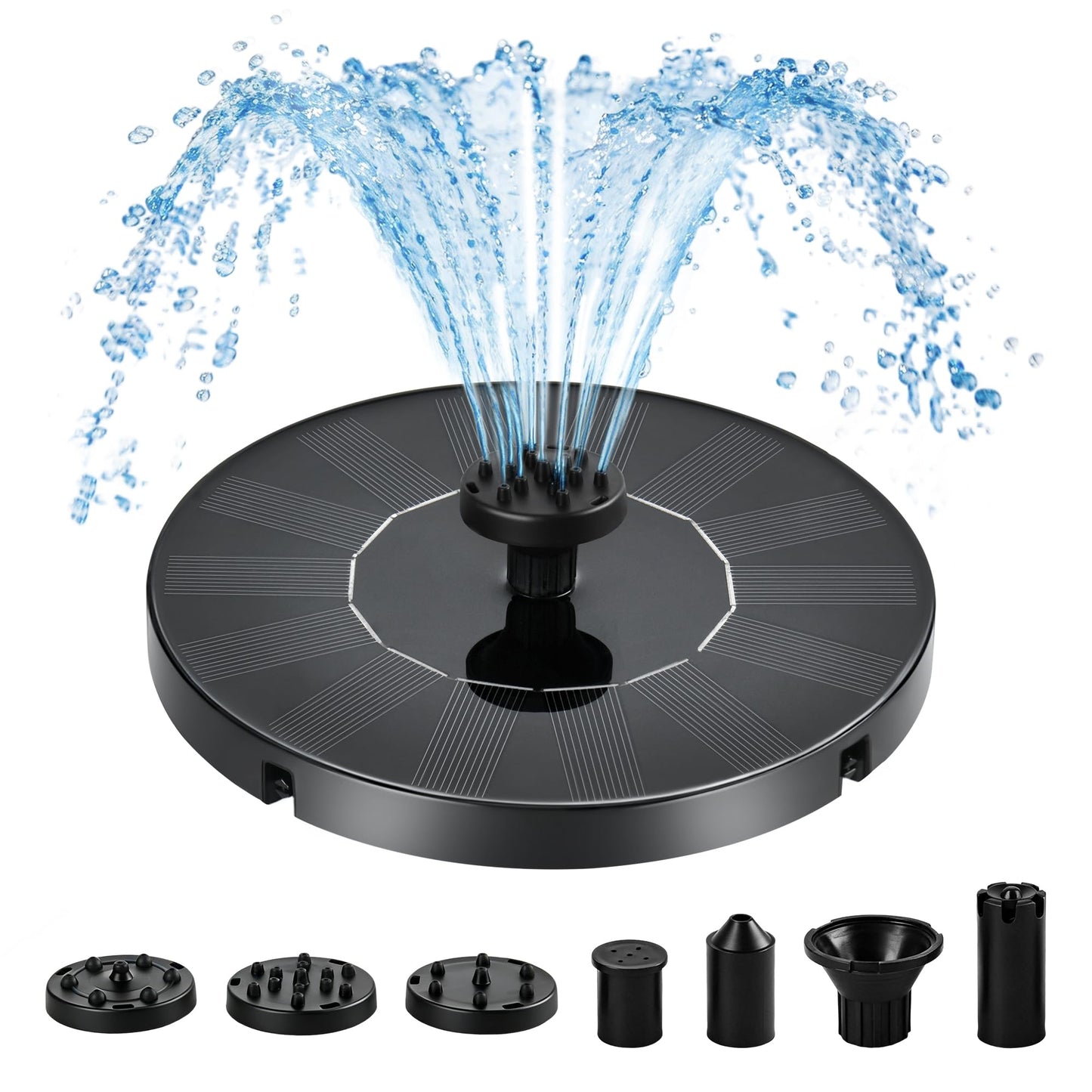 Solar Water Fountain for Bird Bath Solar Pump for Fountain New Upgraded Mini Solar Powered Fountain Pump with 6 Nozzles Free Standing Solar Panel Kit Water Fountain for Garden Outdoor Garden
