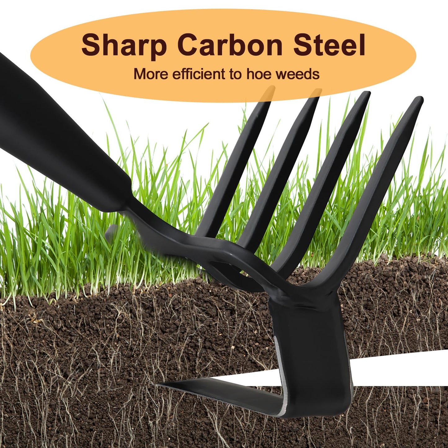 PoPoHoser Garden Hoe for Weeding, Heavy Duty Hoe Garden Tool, 62" Long Handle Stirrup Hoe Cultivator, 2 in 1 Action Scuffle Hula Push Pull Hoe Manual Weeder for Gardening Landscaping Loosening Soil