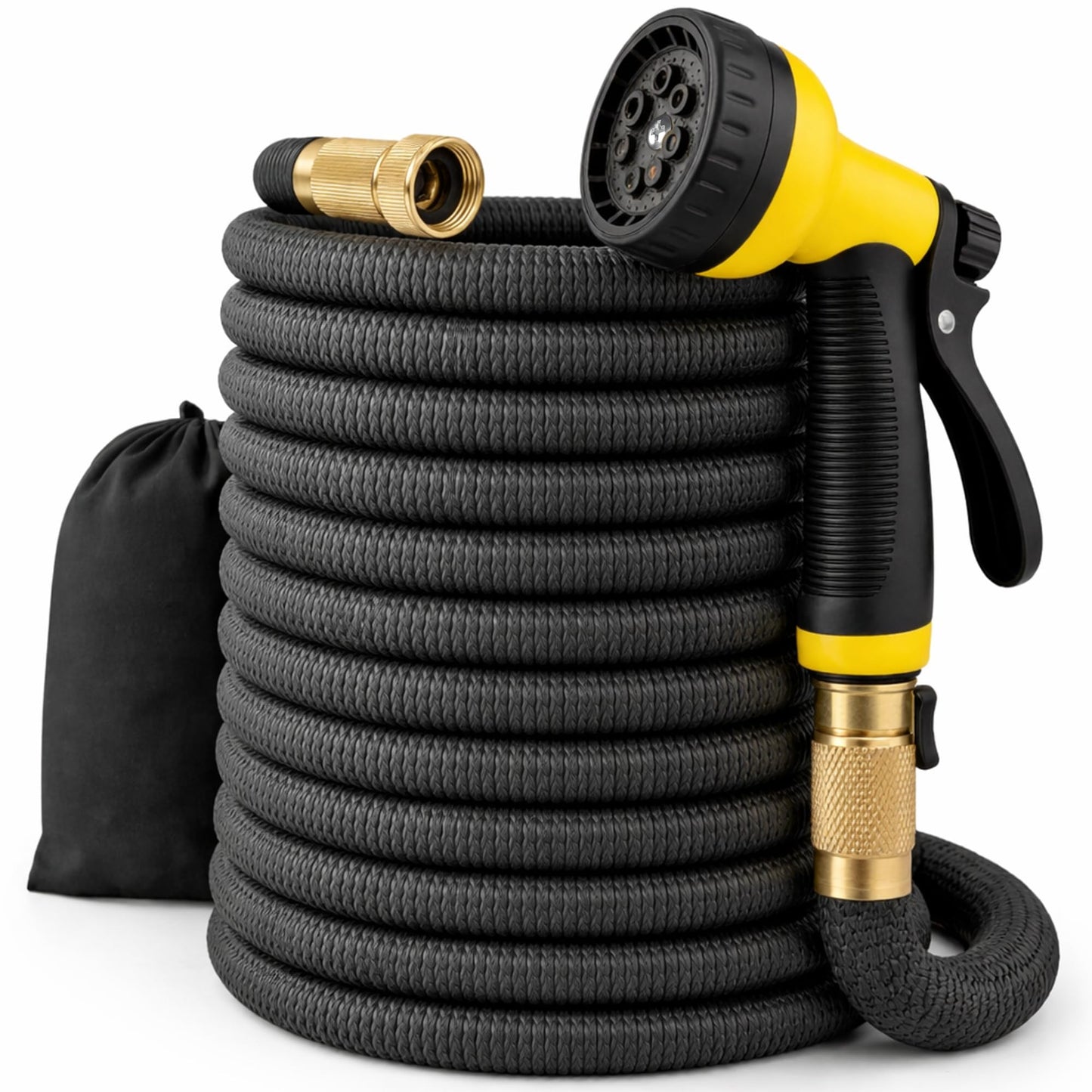 J&B XpandaHose 150ft Expandable Garden Hose – Ultra-Strong 3750D, 4-Layer Latex Core, Brass 3/4" Connectors, 10-Pattern Nozzle & Storage Bag – Lightweight, Kink-Reducing, Leak-Resistant