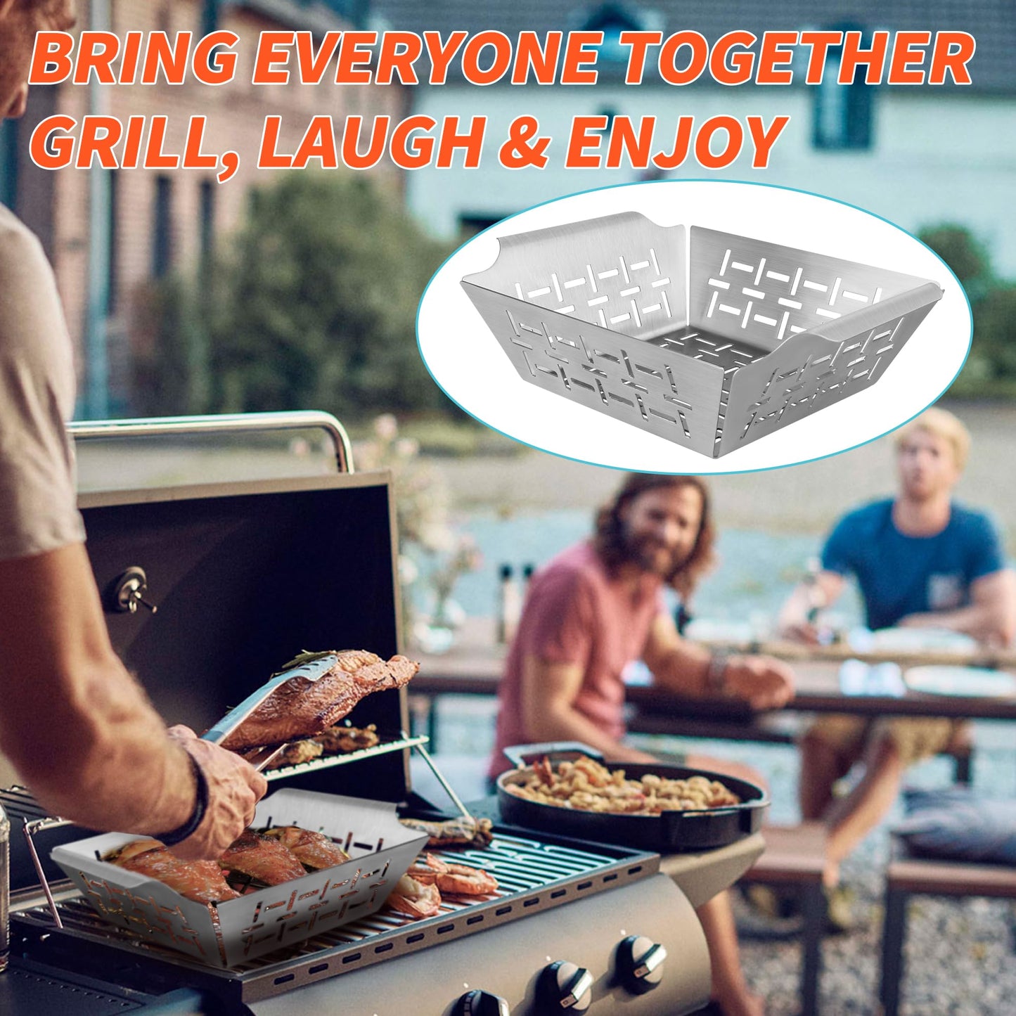 Grill Basket for Veggies, 7" Grilling Basket Replacement for Weber Grills Basket, vegetable Grilling Baskets for Weber Outdoor Grill Accessories, Stainless Steel Baskets for Veggies Fish Meat Food Camping
