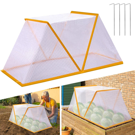 32" x 13" x 14" Garden Row Accelerator Plants Cover, Foldable Raised Garden Beds Vegetable Rows Plant Protector, Plant Net Cage Guard Greenhouse Cover for Protecting Vegetable Fruit from Animals