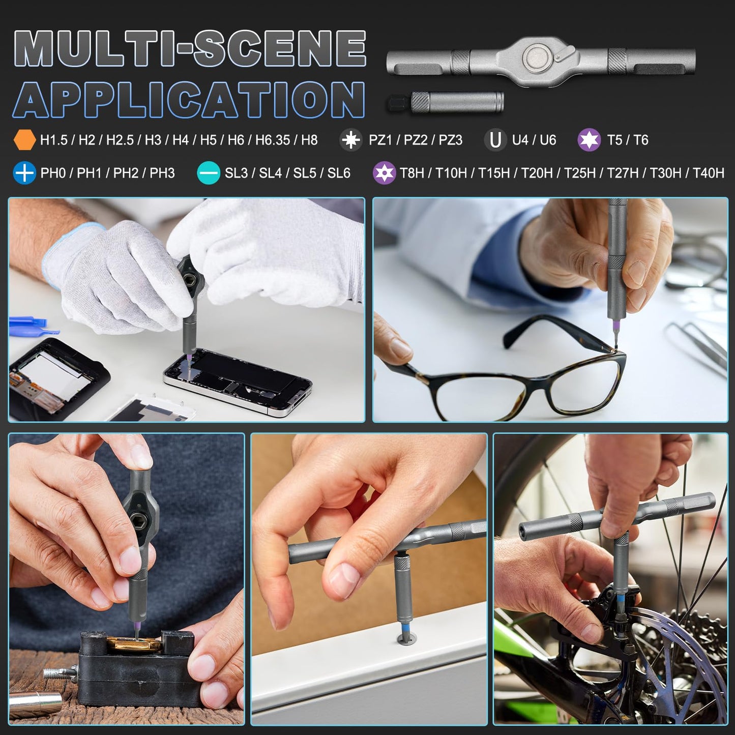 42 in 1 Magnetic Screwdriver Set, Multi Bit Magnetic Ratcheting Screwdriver Set with Detachable Ratchet Handle, Repair Tool Kit for Bicycles, Watch, Ring Doorbell, Computer, Eyeglass and Furniture