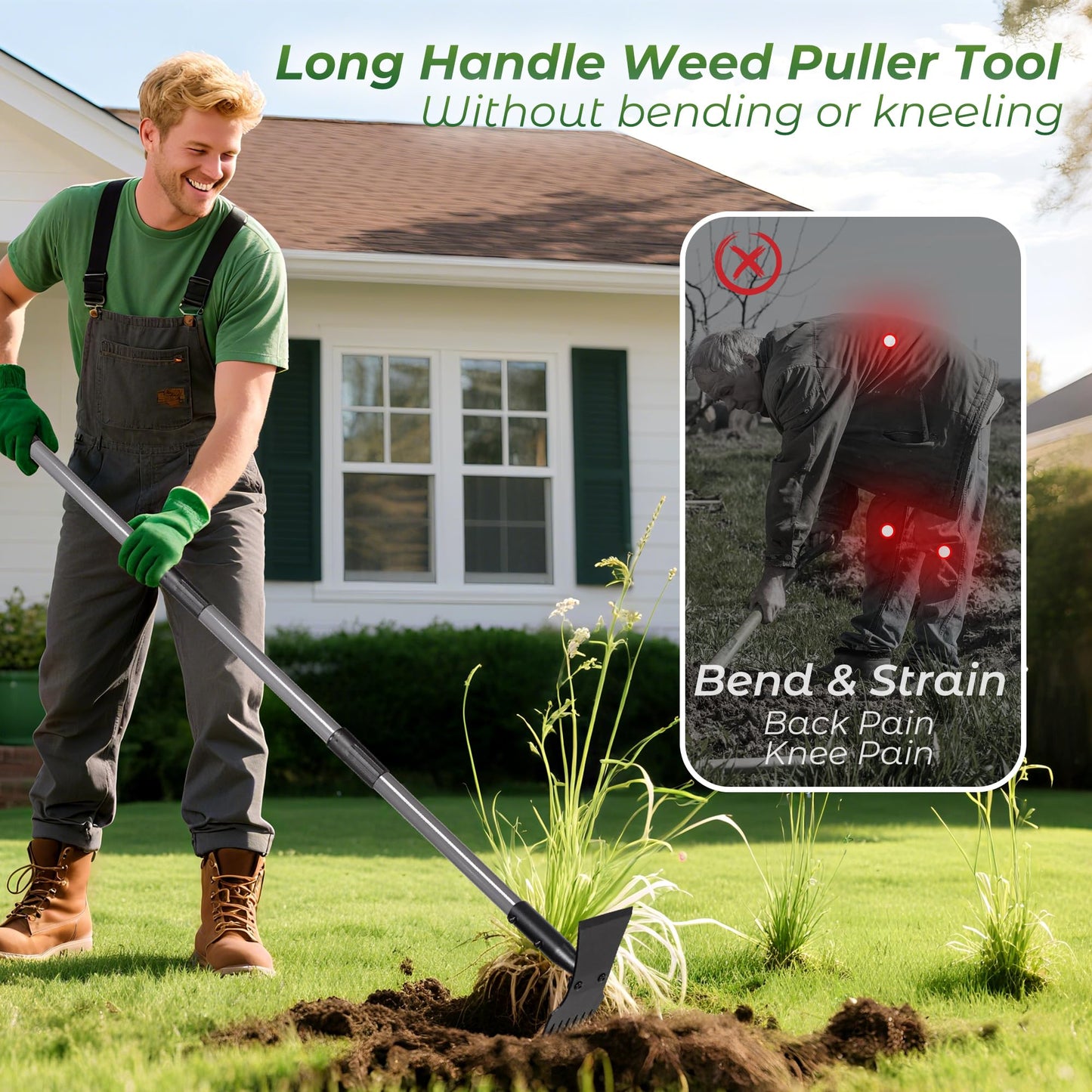 Walensee Garden Weeder Tool – Manual Weed Puller & Uprooting Weeding Tool with Weed Rake, Long Handle Grass Remover for Easy Weed Removal, Ideal Gardening Weeding Tool & Garden Hoe for Weeding