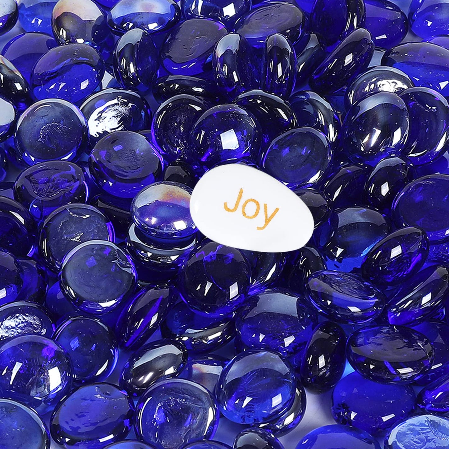 Ausluru 5LB Fire Glass Beads Flat Glass Marbles for Outdoor Fire Pit and Fireplace, Glass Gemstones for Vase Filler, Aquariums, Hydroponics Plants, Home Decor and Christmas DIY Craft, Cobalt