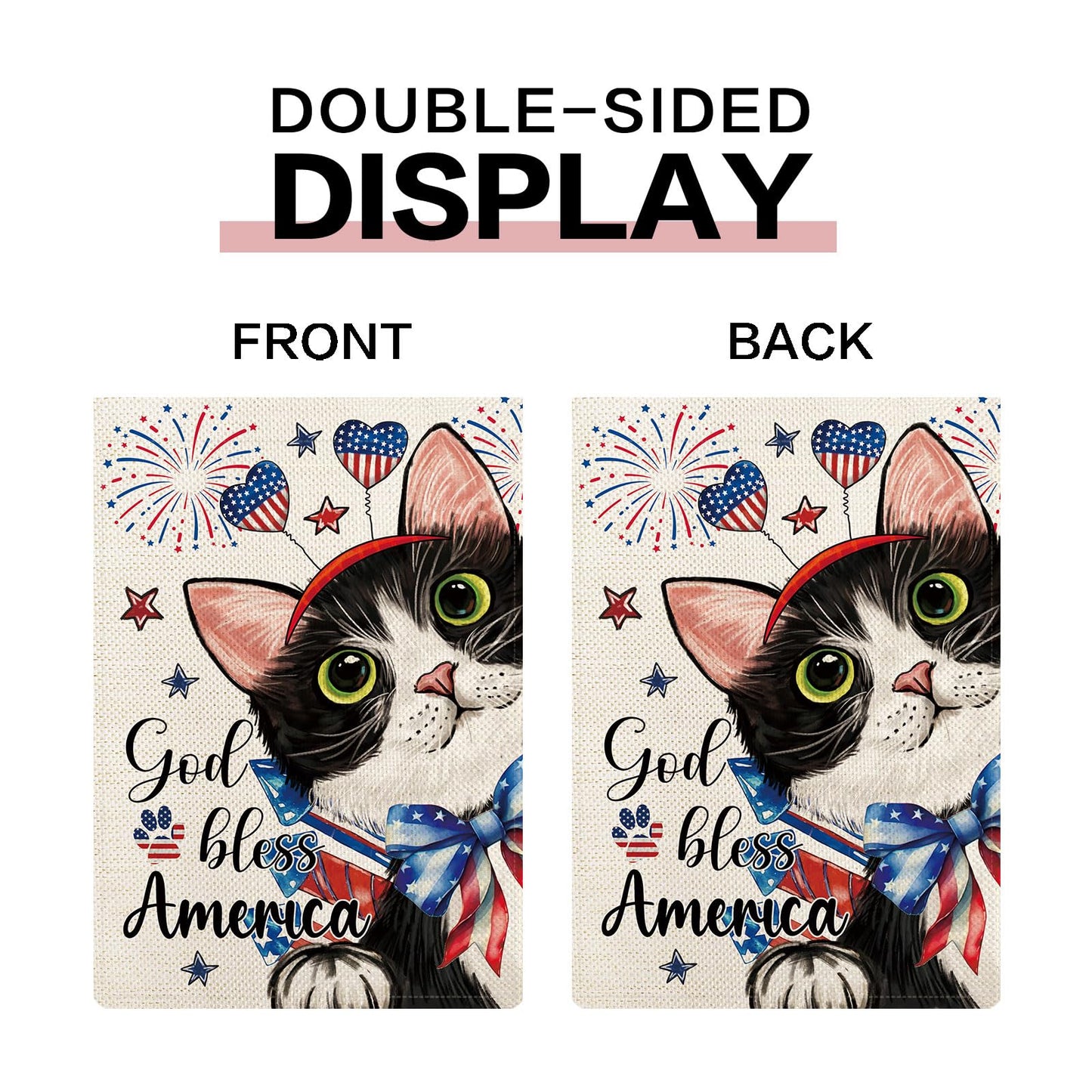 YOVOYOA Cute Black Cat Garden Flags for Outside Set of 12, Welcome Seasonal Garden Flags 12x18 Double Sided, Kitten Yard Flags for All Seasons and Holidays, Winter Spring Yard Flag for Holiday Decor