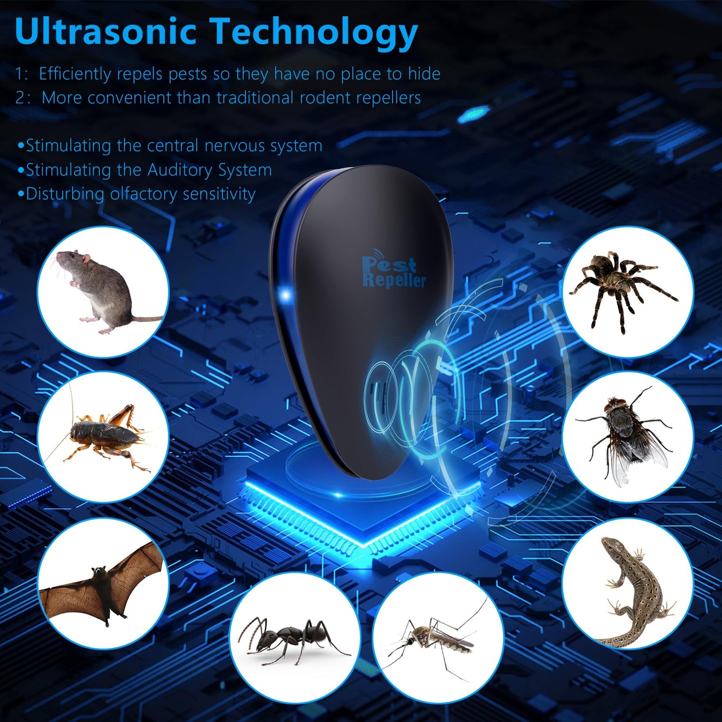 6 Pack 2026 Ultrasonic Repellent Indoor, Mouse Traps Insert Plug in, Pest Control Repellent Ant, Roach,Rodent, Mouse, Bugs, Mosquito, Spider, for Home, Office, Kitchen