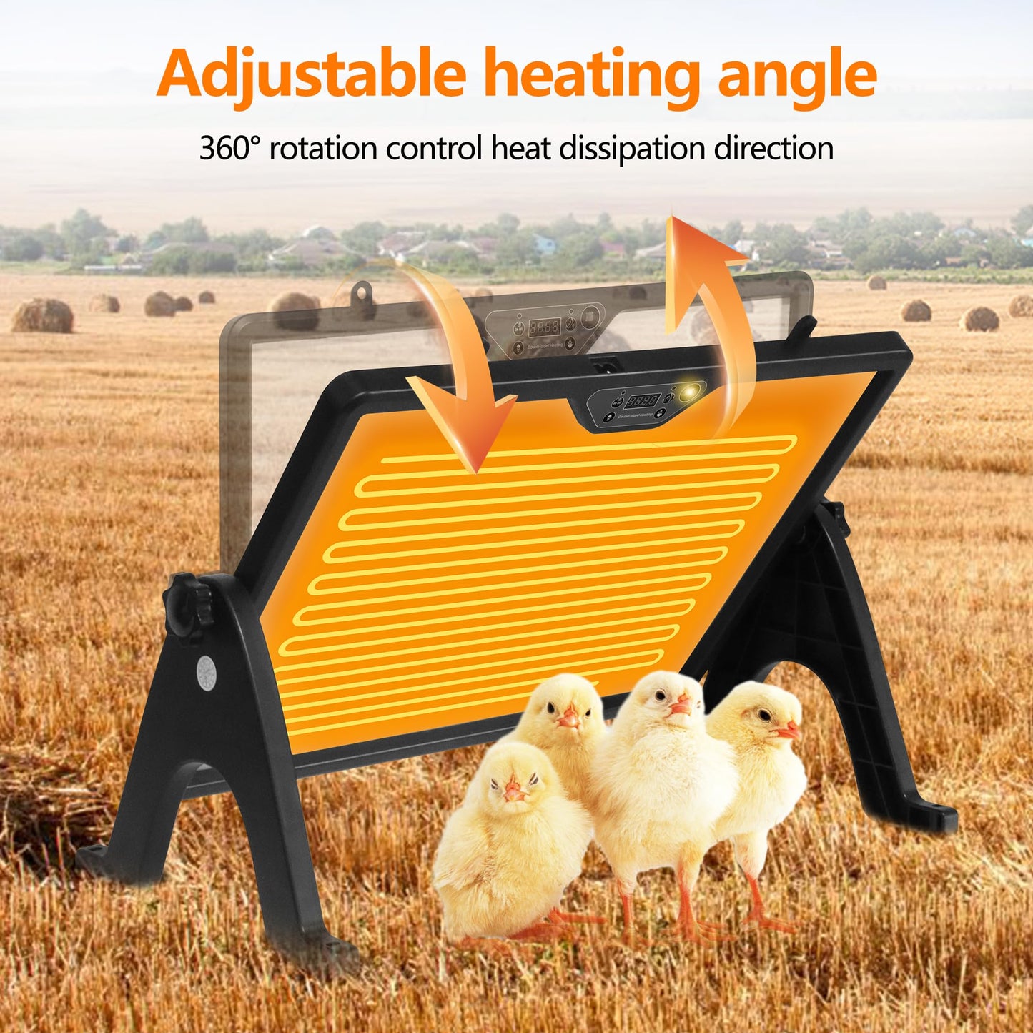 Chicken Coop Heater Winter - Safe Adjustable Temperature Heater with Remote Control, Timer-Ready for Indoor Outdoor Pets/Animals, Black
