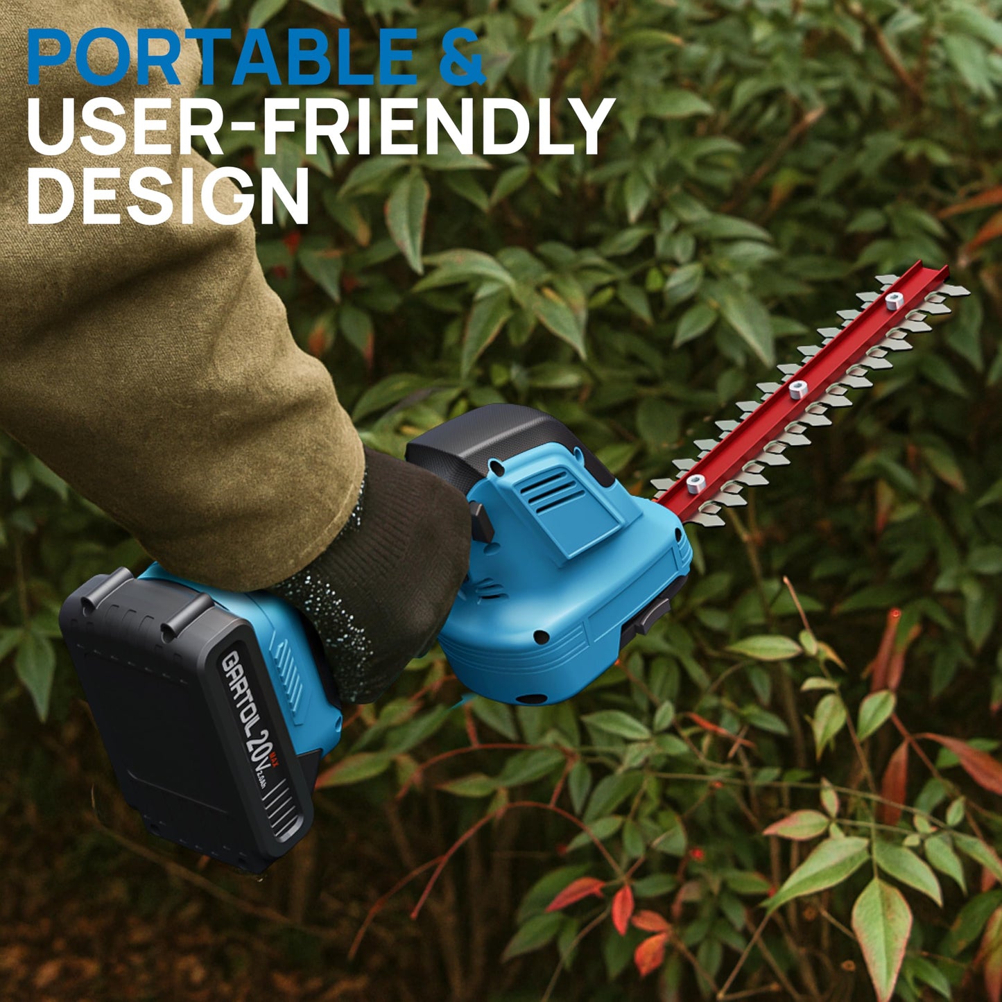 GARTOL 2-in-1 Cordless Hedge Trimmer & Grass Shears, Compatible with Makita 18V Battery, 20V Handheld Bush Trimmer with 12" & 6" Blades, Battery & Charger Included, Lightweight Bush Clipper for Yard