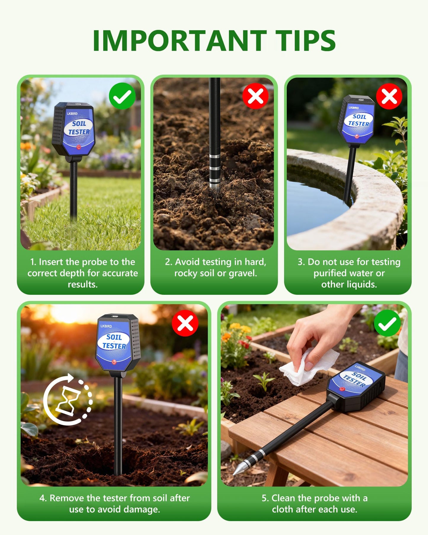 8-in-1 Soil Moisture Tester with APP Monitoring, Soil Moisture pH Meter, Light, Salinity, Fertility, EC, Temperature, Humidity Soil Test Kit for Garden, Farming, Lawns, Indoor & Outdoor Plants.