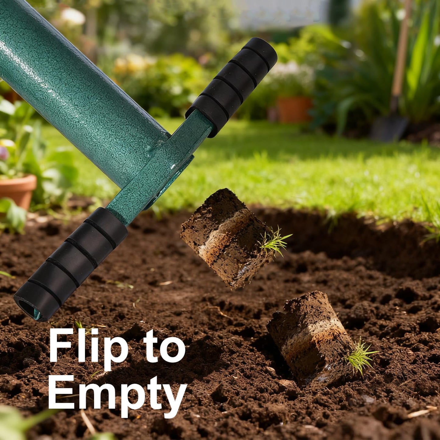 Rondauno Sod Plugger Bulb Planter Planting Tool, Easy to Assemble Garden Trasnplanter with Serrated Base for Planting Grass Plug for Digging Holes Tulips, Daffodils, Iris