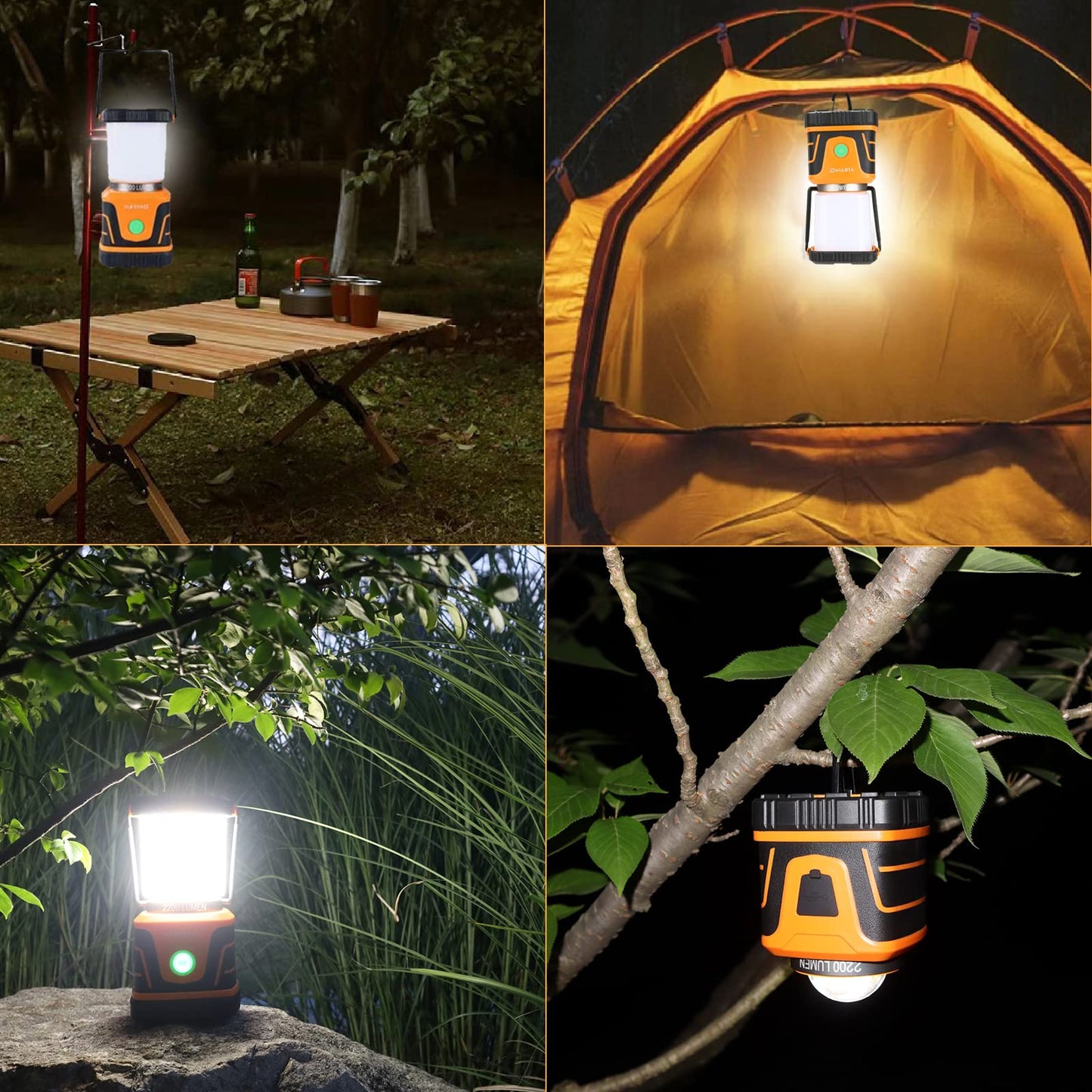 Camping Lantern Rechargeable 2200LM, LED Flashlight Lanterns for Power Outages, Emergency,Camping,Hurricane, Lanterns with IPX5 Waterproof,4 Light Modes,4400mAh Power Bank
