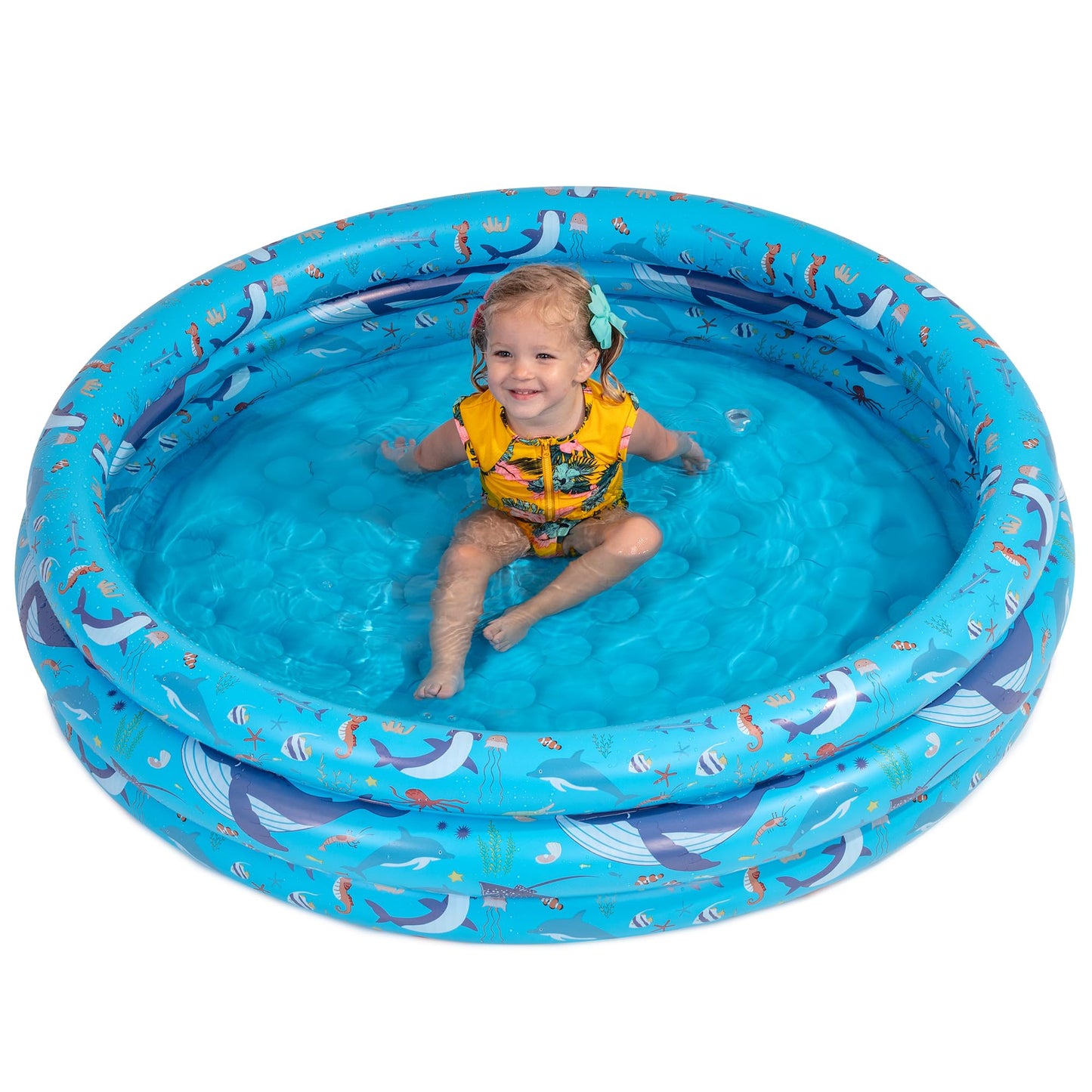 Inflatable Kiddie Pool for Toddlers, 48"X12" Round Plastic Blow Up Kids Swimming Pool, Outdoor Water Play, Ball Pit Toys for Kids Age 2 3 4 5, Summer Essential Baby Splash Pools with Cushioned Floor