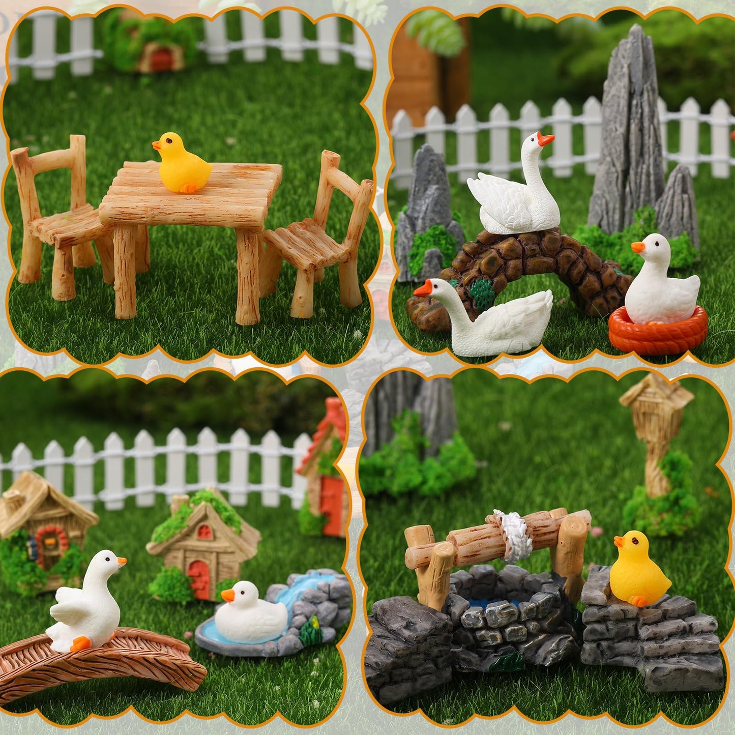 GGSTDDUP 35 Pcs Fairy Garden Accessories Miniatures Garden Kit with Resin Duck, Mushroom House & Bridge Miniature Accessories for Terrarium, Dollhouse & Outdoor Decor