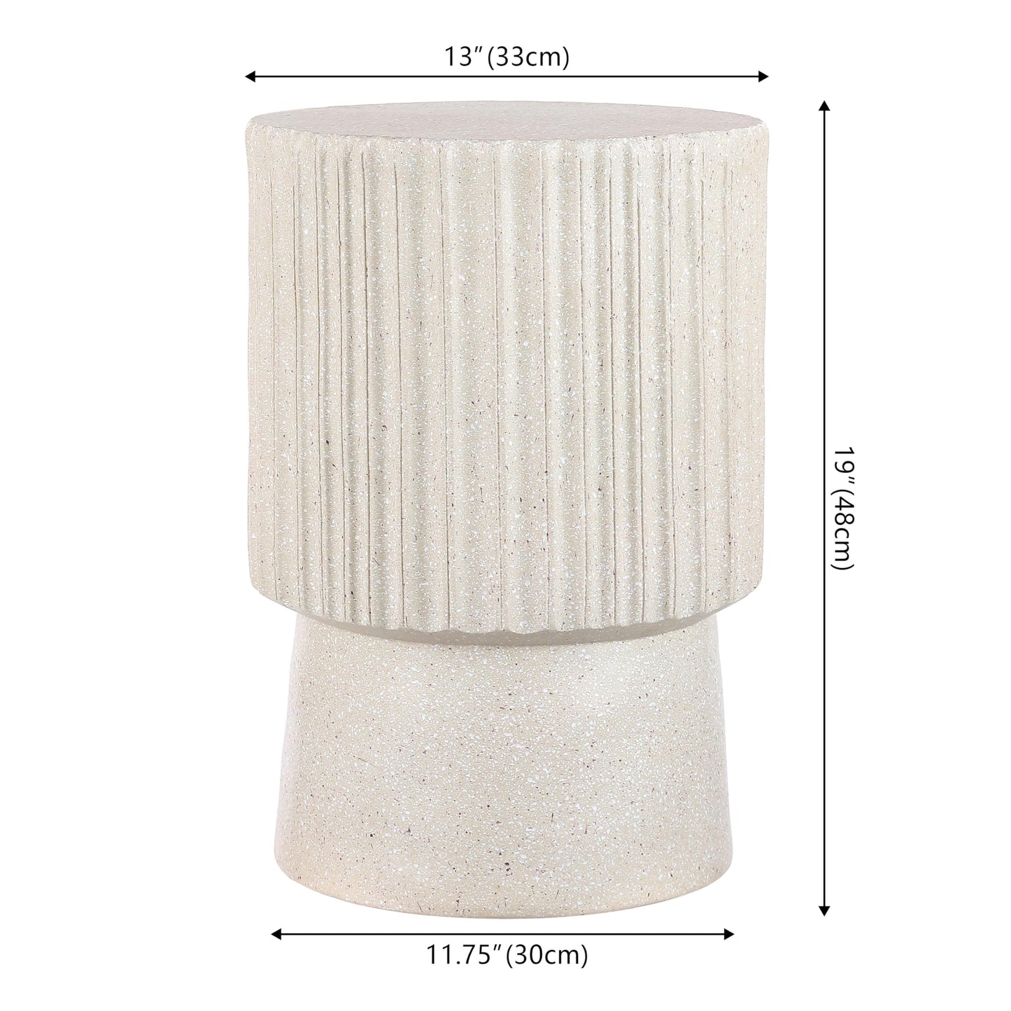 JONATHAN Y TBL1102B Louisa 19" Modern Art Deco Tambour Indoor/Outdoor Accent Table Art Deco, Minimalist, Contemporary, Bohemian, Mid-Century, Patio, Garden, Bathroom,Living Room, Cream Terrazzo Finish
