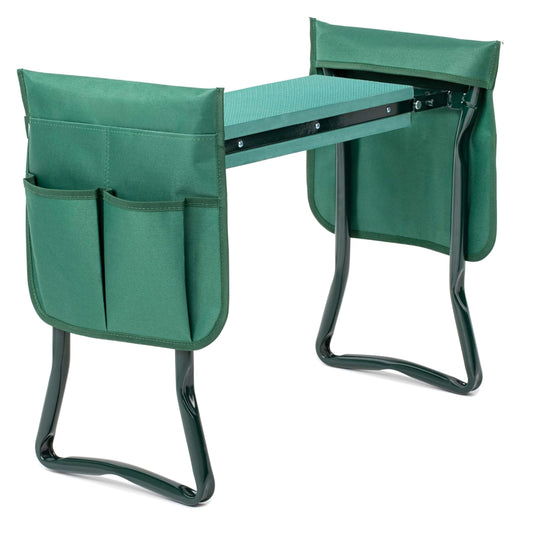 Simple Deluxe Garden Kneeler and Seat, Foldable Kneeling Stool with Thicker EVA Foam Pad Heavy Duty Bench, with Tool Pouch, Gifts for Outdoor Gardening, Fishing, Green, Arbor Day Gift