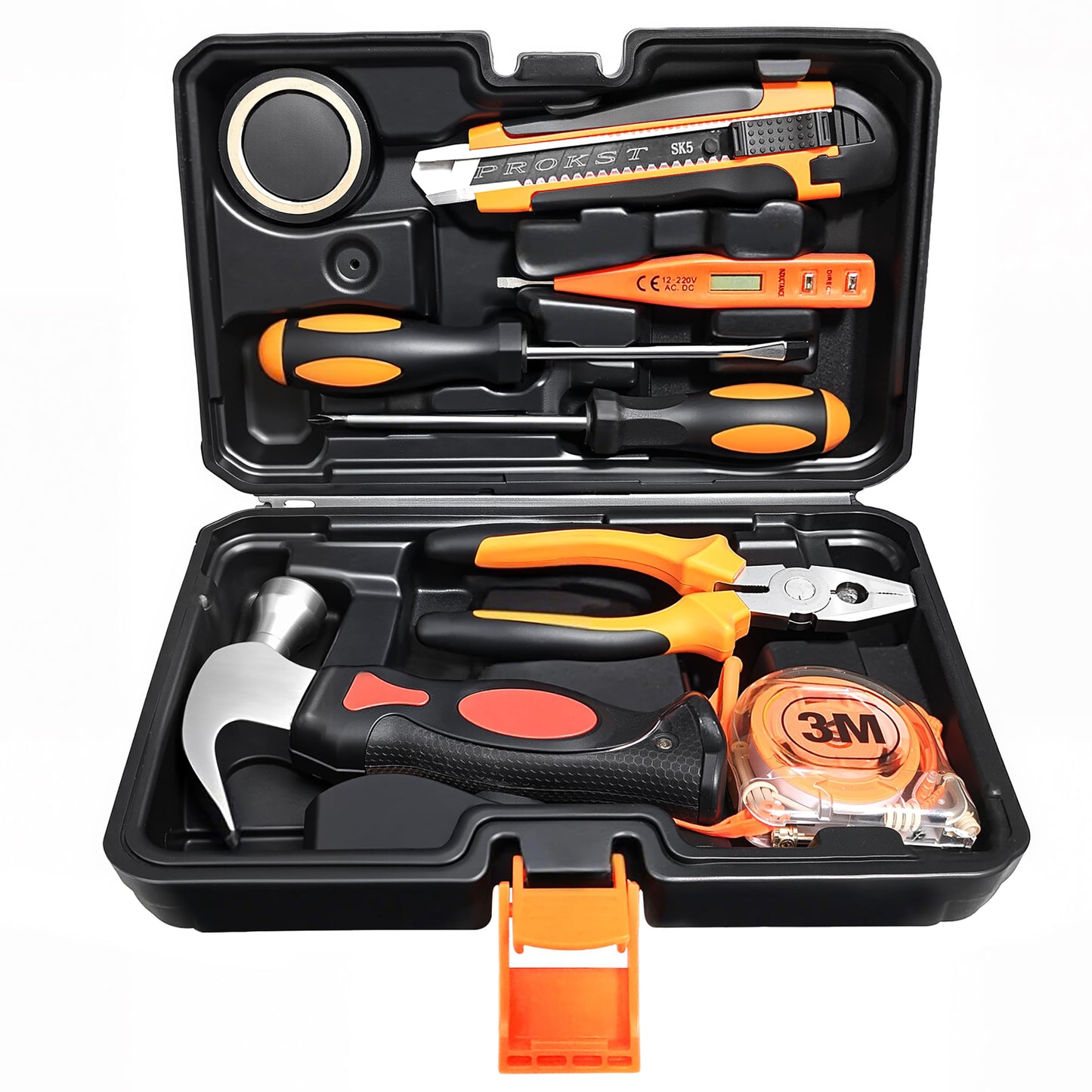 8 Piece Hand Tool Set, High Strength Steel Tools for Home Repair, Car Maintenance, Furniture Assembly with Convenient Storage Case, Basic Tool Kit for Home Use