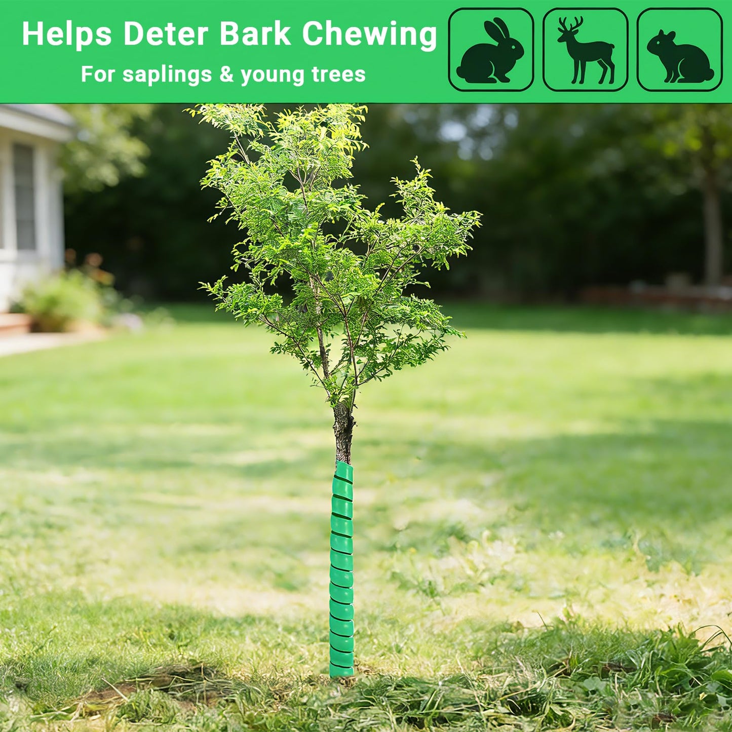 tiaotyu Spiral Tree Trunk Protector, 8-Pack (4×1.6” + 4×2”), 15.7” Tall Plastic Tree Guard Wrap for Saplings, Protects Bark from Rabbits Deer Rodents, Weed Trimmer & Lawn Mower Shield