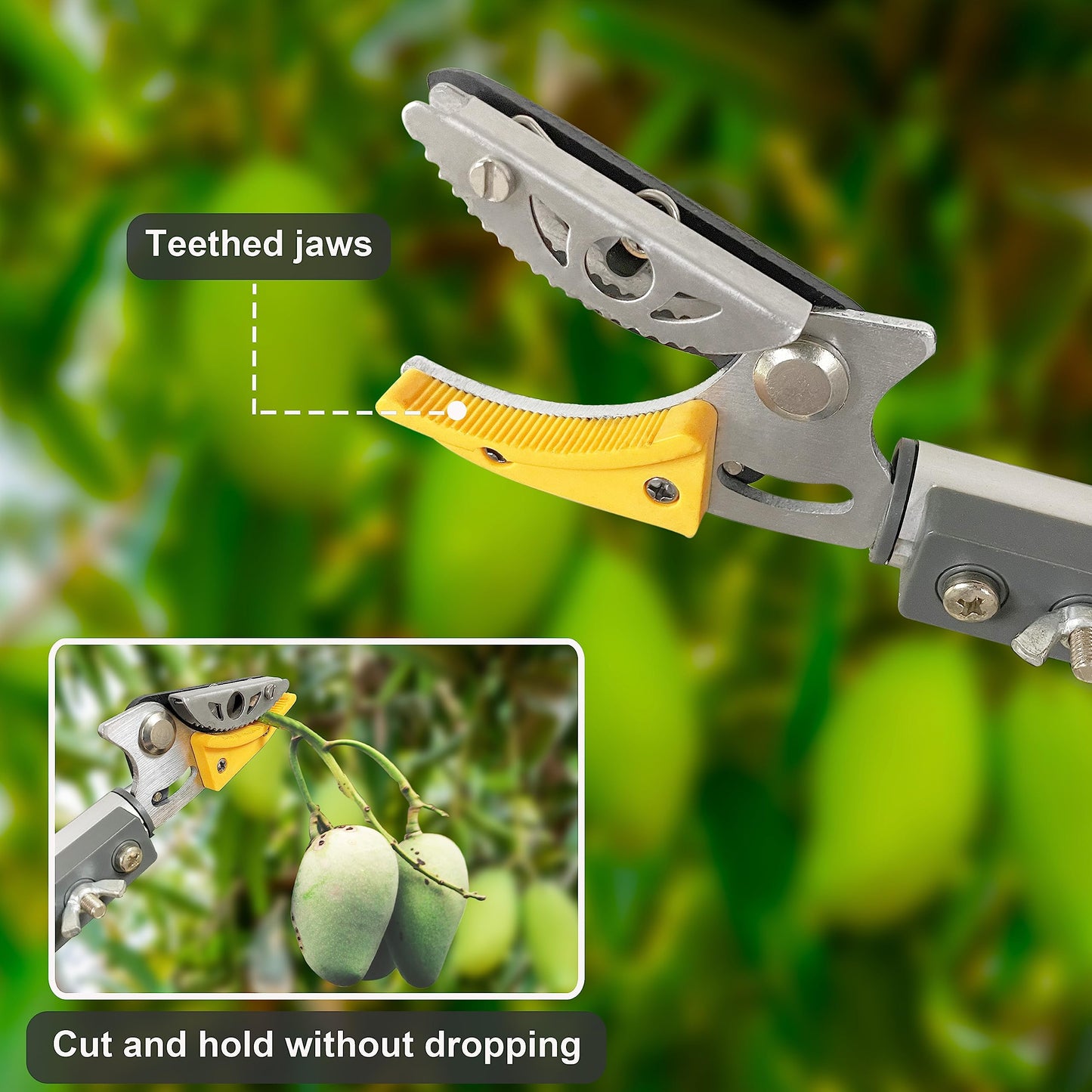 Prunrt Telescopic Tree Trimmer 4.5-10 FT with 3 Section Length Adjustable, Cut and Hold Pruner, Pole Saw Extendable, Long Handle Fruit Picker, Branch Cutter, Clippers, Loppers