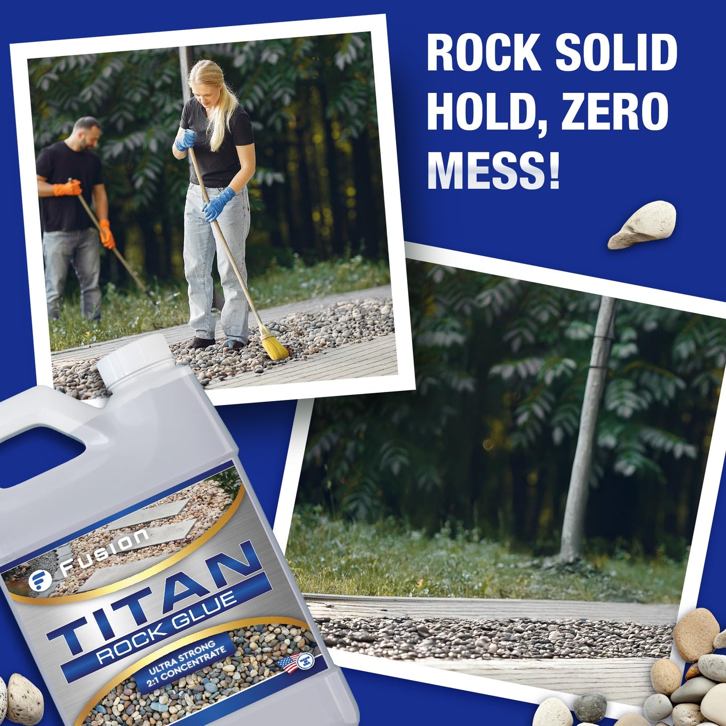 Titan Rock Glue for Landscaping - Stone Glue for Outside Rocks, Small Pebbles, & Pea Gravel, Gravel Binder, Pathway Stabilizer, Long-Lasting Formula, Prevents Erosion (128 Fl Oz) by Fusion Chemical