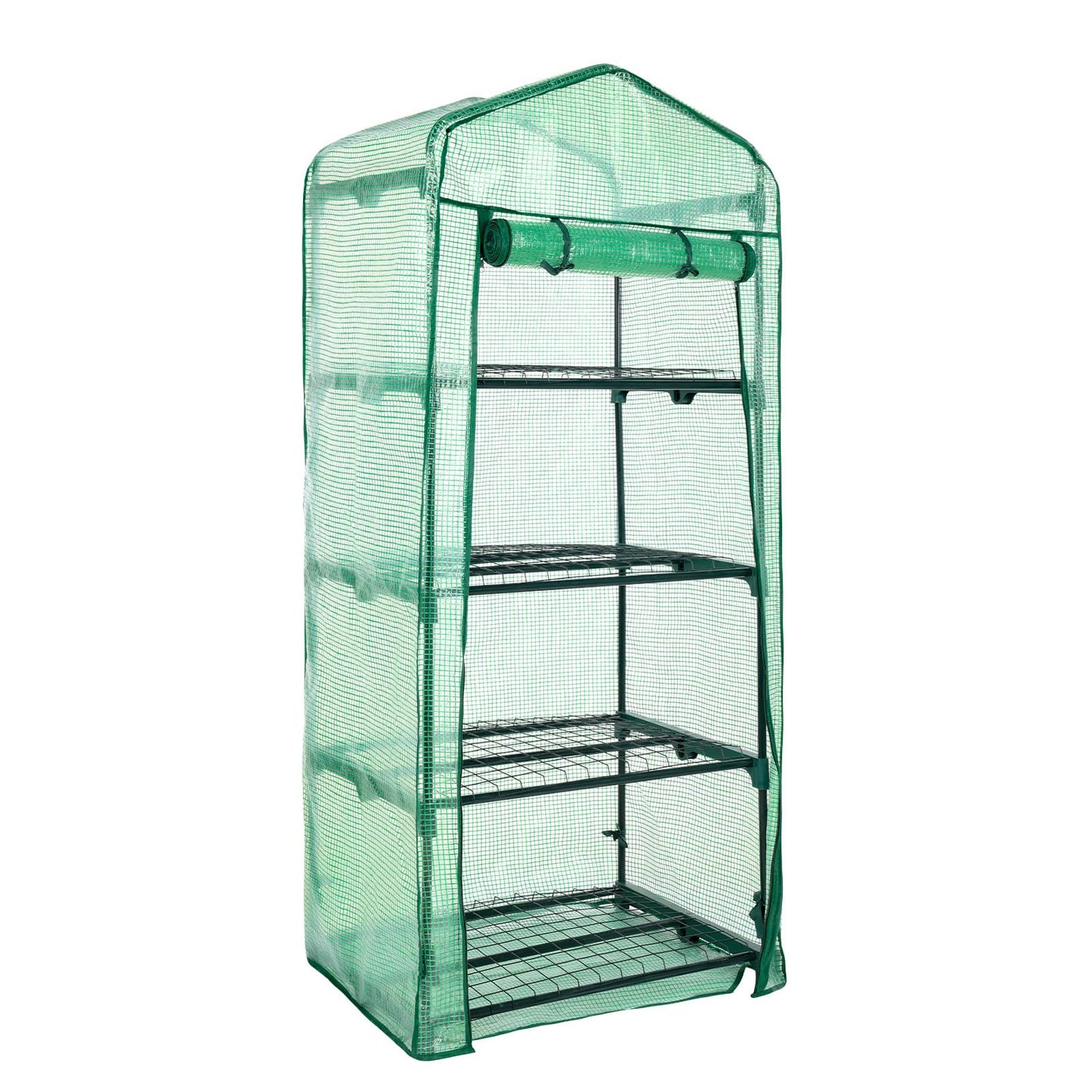 Aoodor 27x19x63 Inch 4 Tier Upgrade Greenhouse with Protective PE/PVC Base for Tidier and Cleaner Indoor Outdoor Gardening on The Deck, Patio or Backyard, Green