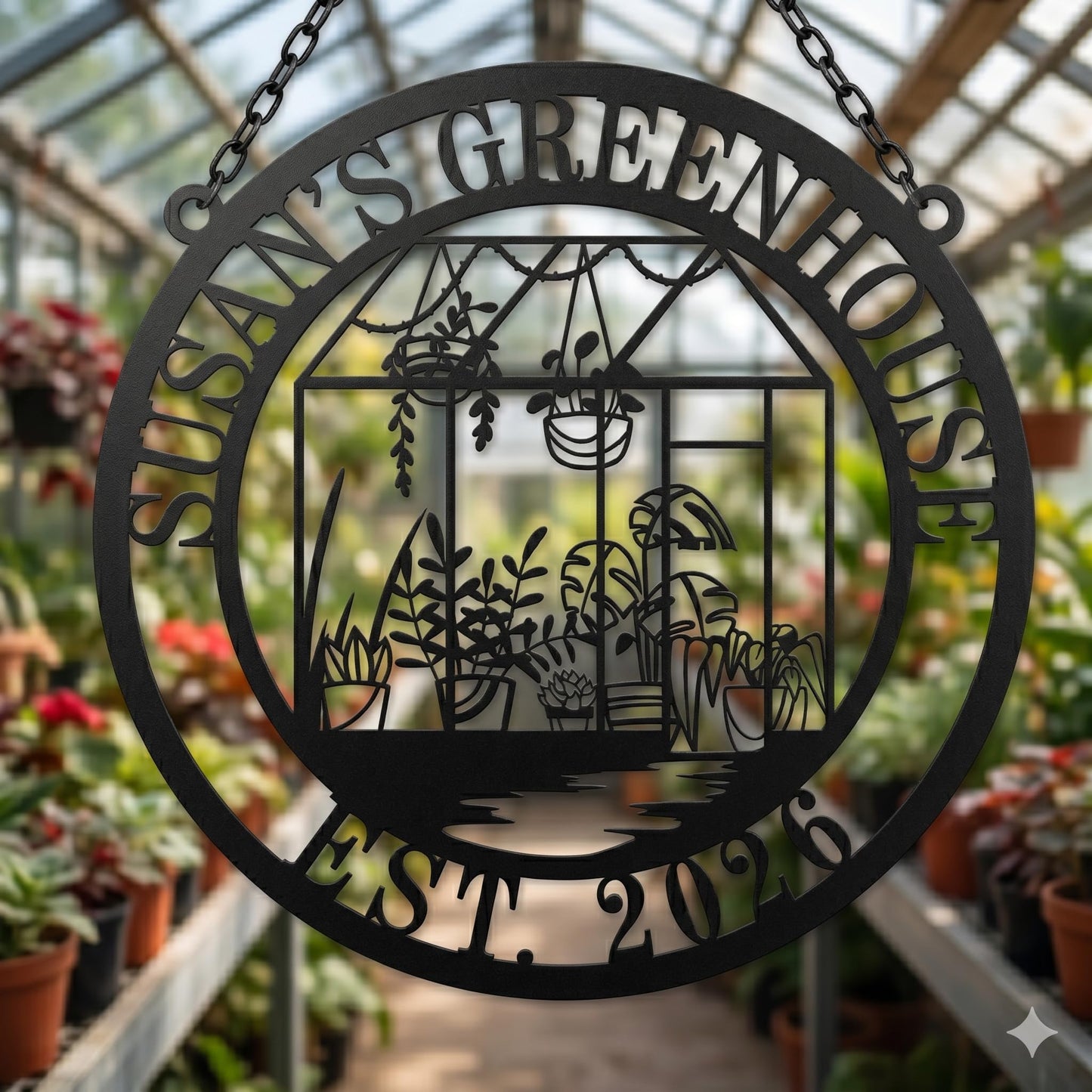 Personalized Greenhouse Garden Name Sign, Custom Metal Wall Decor Plaque for Home & Outdoor Display, Family Name Sign for Gardeners or New Home Gifts,Customized Steel Plant House Sign 2026 Garden Decor