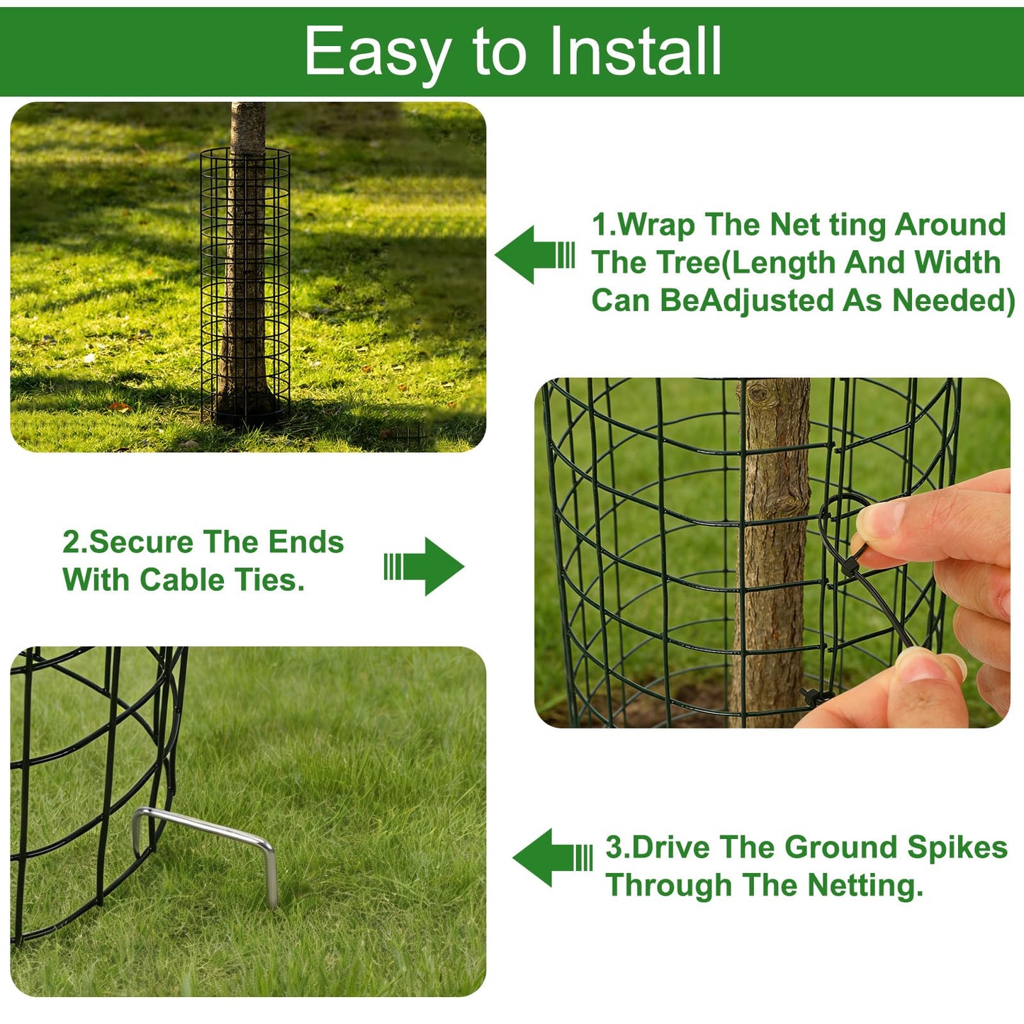 Augshy 10-Pack Tree Trunk Protectors, 17 Inch Height, 13 Inch Width, Expandable Metal Guard with 20 Ground Stakes 100 Ties for Ultimate Plant Bark Protection
