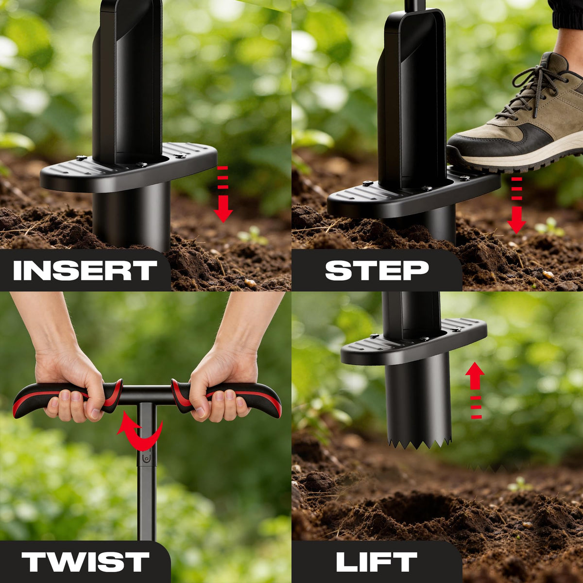 FLORA GUARD Long Handle Bulb Planter Tool, Dual Size 2.2” & 3.3” Hole Digger,Garden Sod Plugger,Grass Plugger Tool with Foot Pedal for Planting, Transplanting, Weeding, Digging for Tulips, Daffodils
