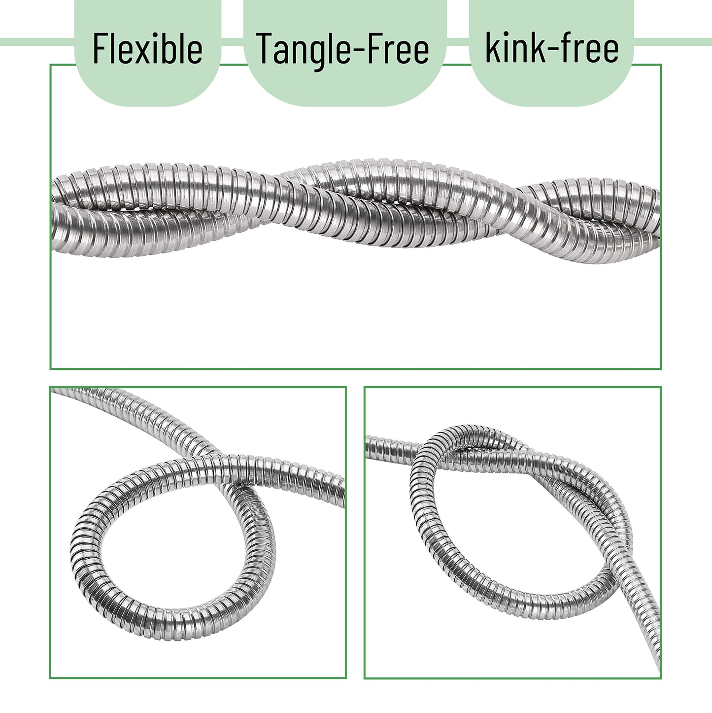 UNCO 3 Feet Heavy Duty Stainless Steel Short Garden Hose, Metal, Water Hose, Non Kink, Durable, Flexible, Lightweight