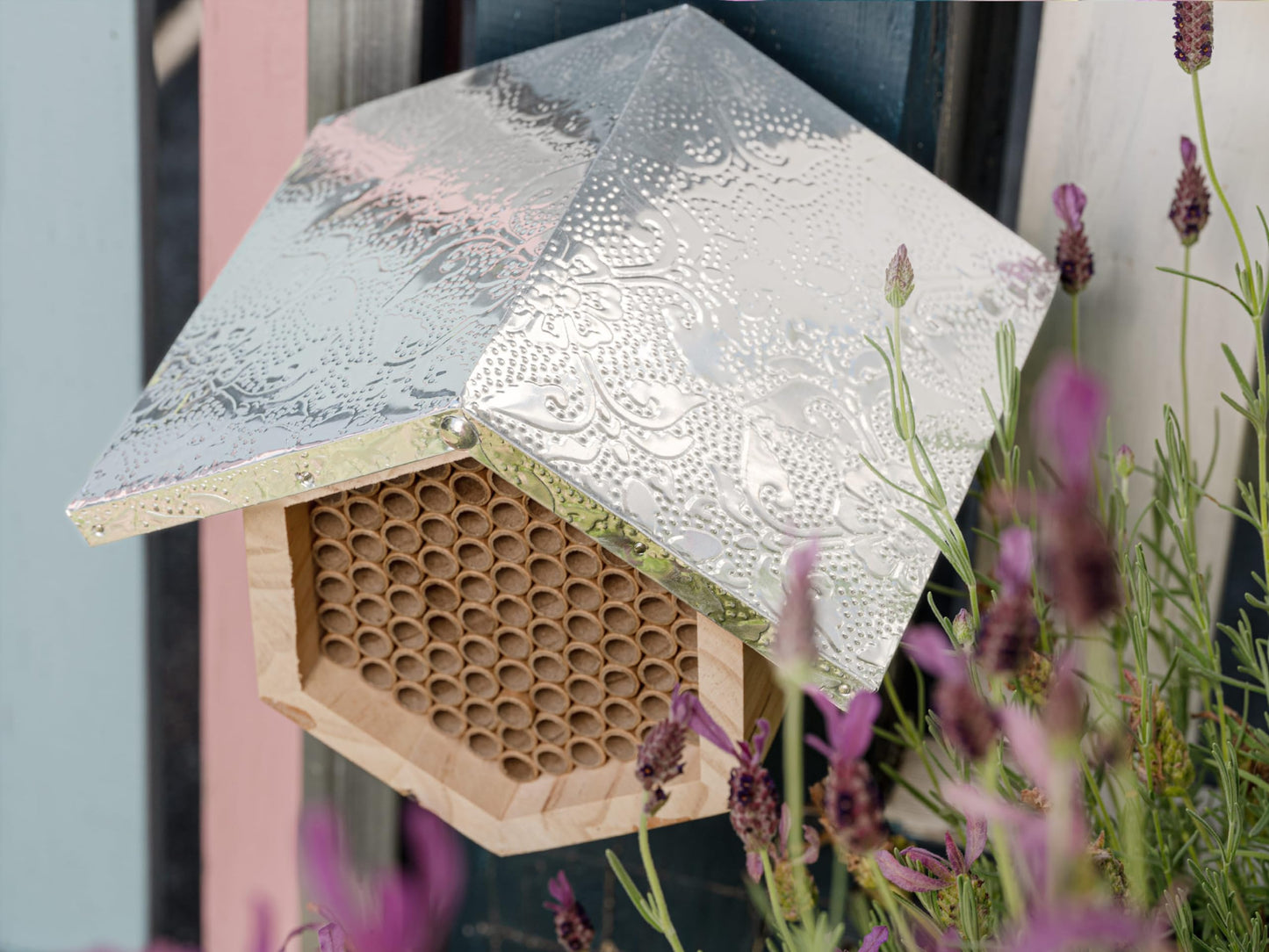 Rivajam Beekeeper Pro Mach II Mason Bee House - Strong + Waterproof Bee Hotel & Insect Habitat - Replaceable Mason Bee Tubes Filled Bee Houses for the Garden - Pollinator House Gardening Gifts