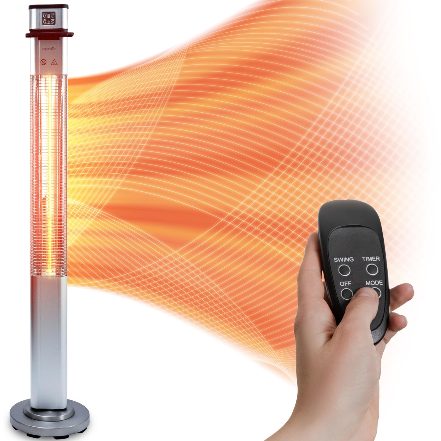 SereneLife Infrared Patio Heater, Electric Patio Heater with Remote Control, 1500 W, Indoor/Outdoor Heaters for Patio, Restaurant, Backyard, Garage, Decks (Silver)